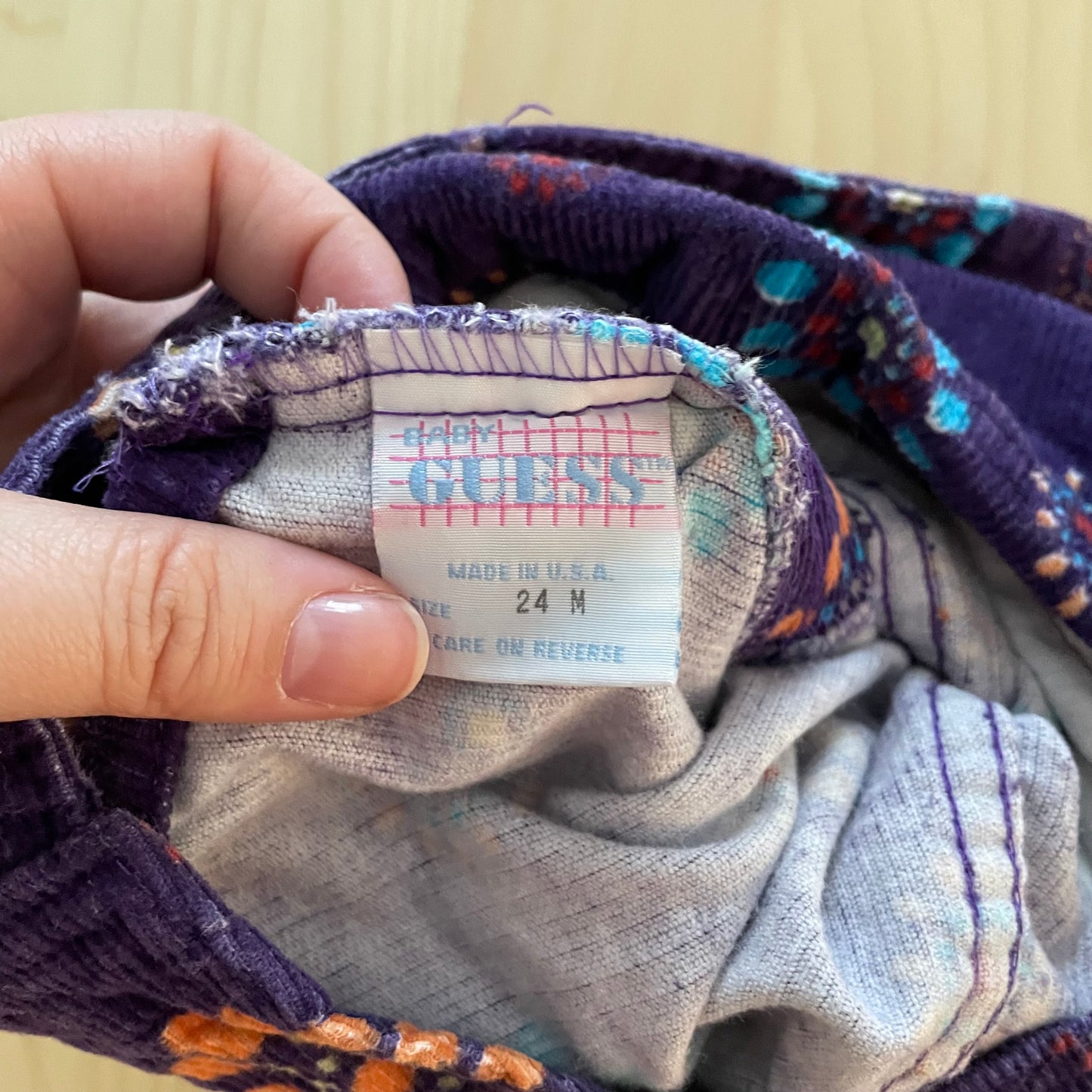 Guess Purple Cord Mandala Overalls