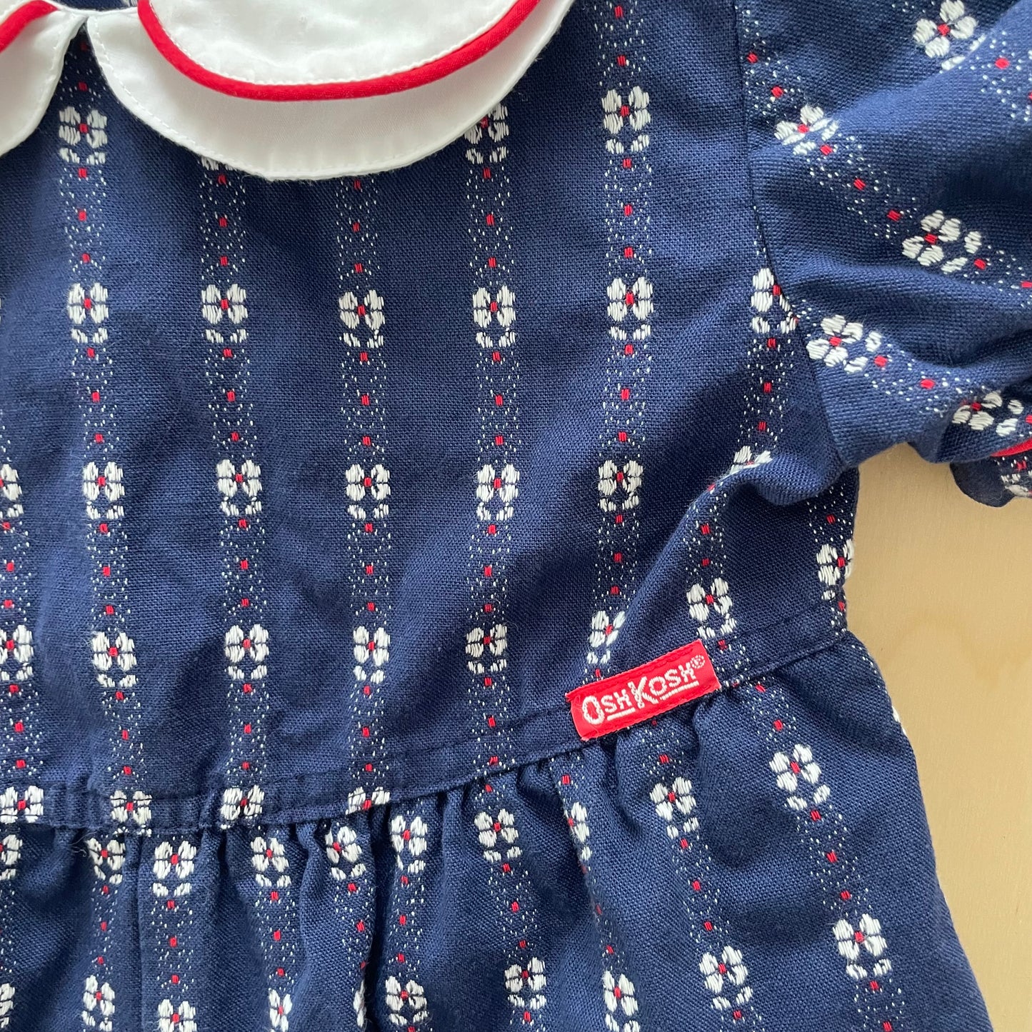 OshKosh Flower Woven Double Collar Romper - Yellow Clover Vintage Kids Clothes