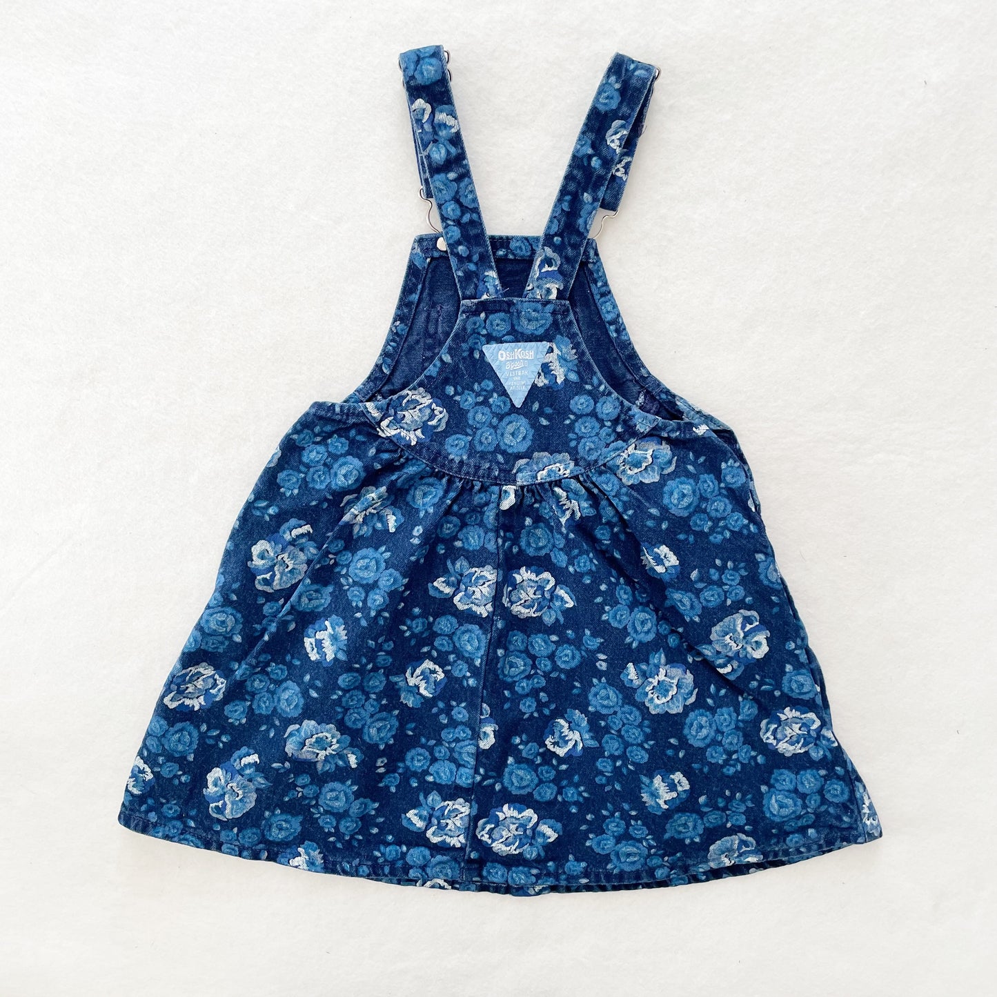 OshKosh Floral Printed Denim Skirtall - Yellow Clover Vintage Kids Clothes
