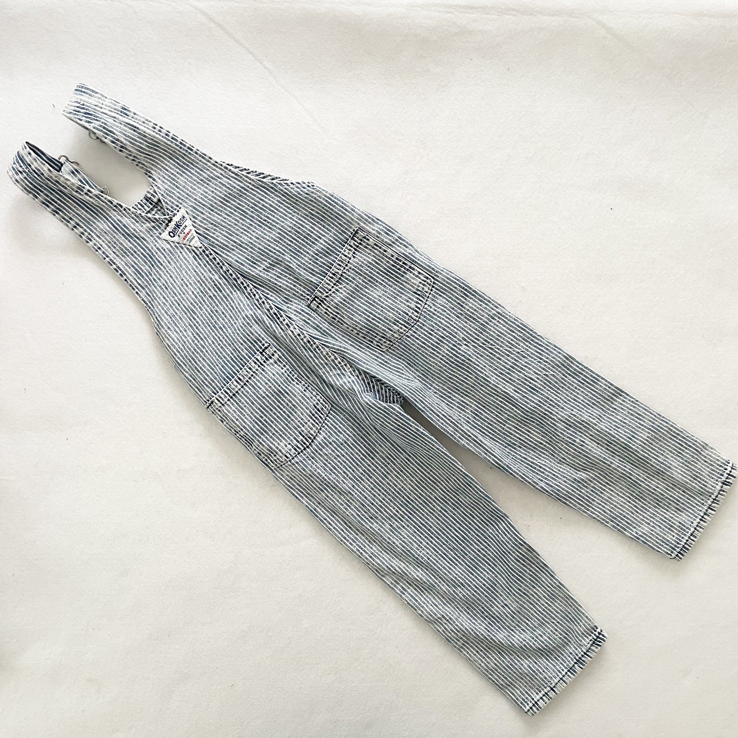 OshKosh Acid Wash Hickory Stripe Overalls - Yellow Clover Vintage Kids Clothes