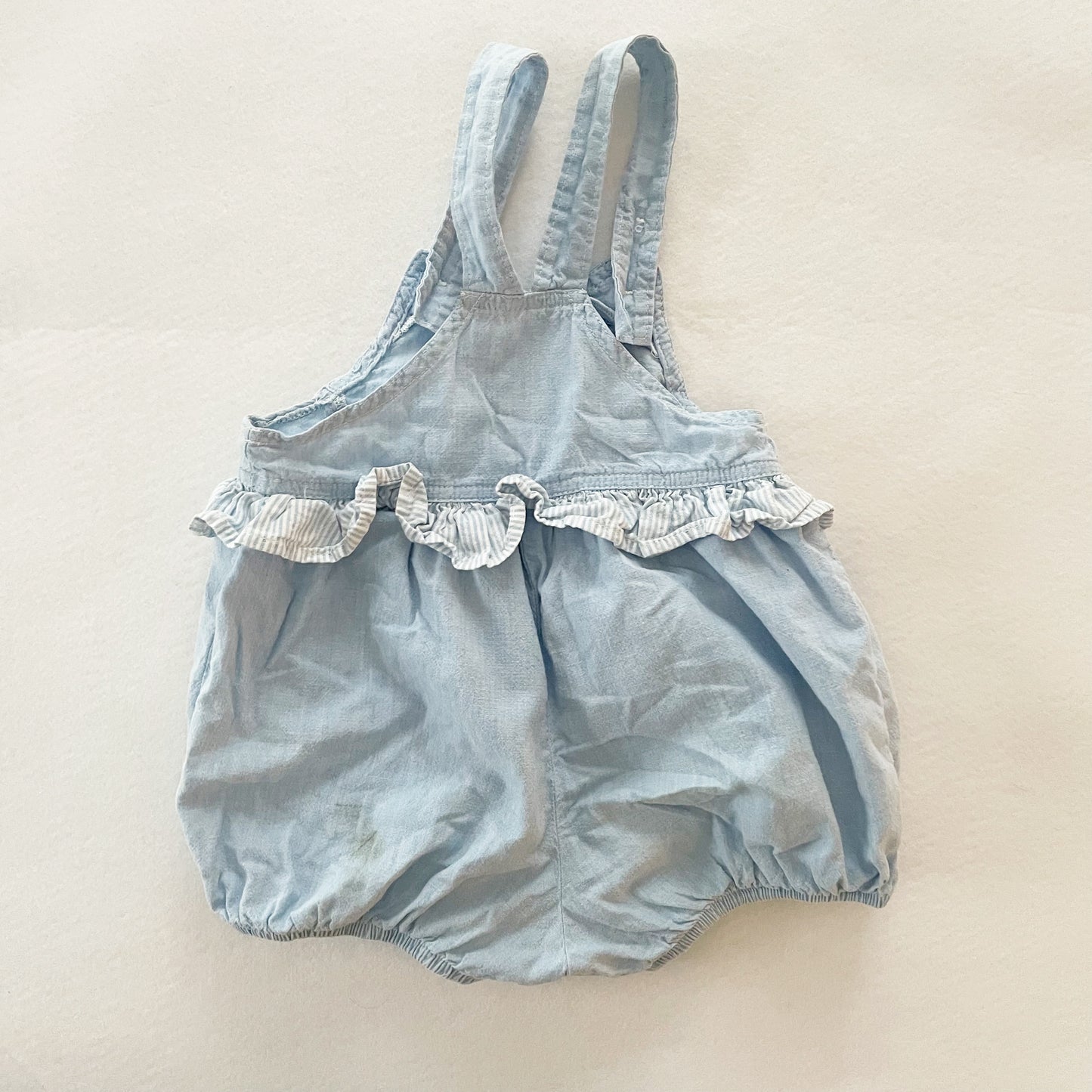 Baby B’gosh Embroidered Light Chambray Bubble Romper - Yellow Clover Vintage Kids Clothes