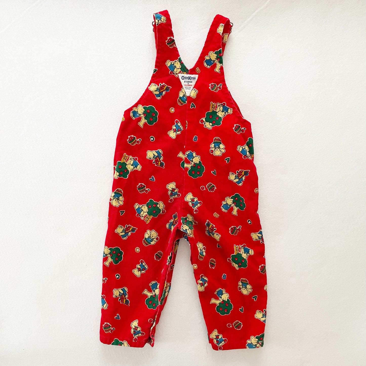 OshKosh Apple Tree Bears Cord Overalls
