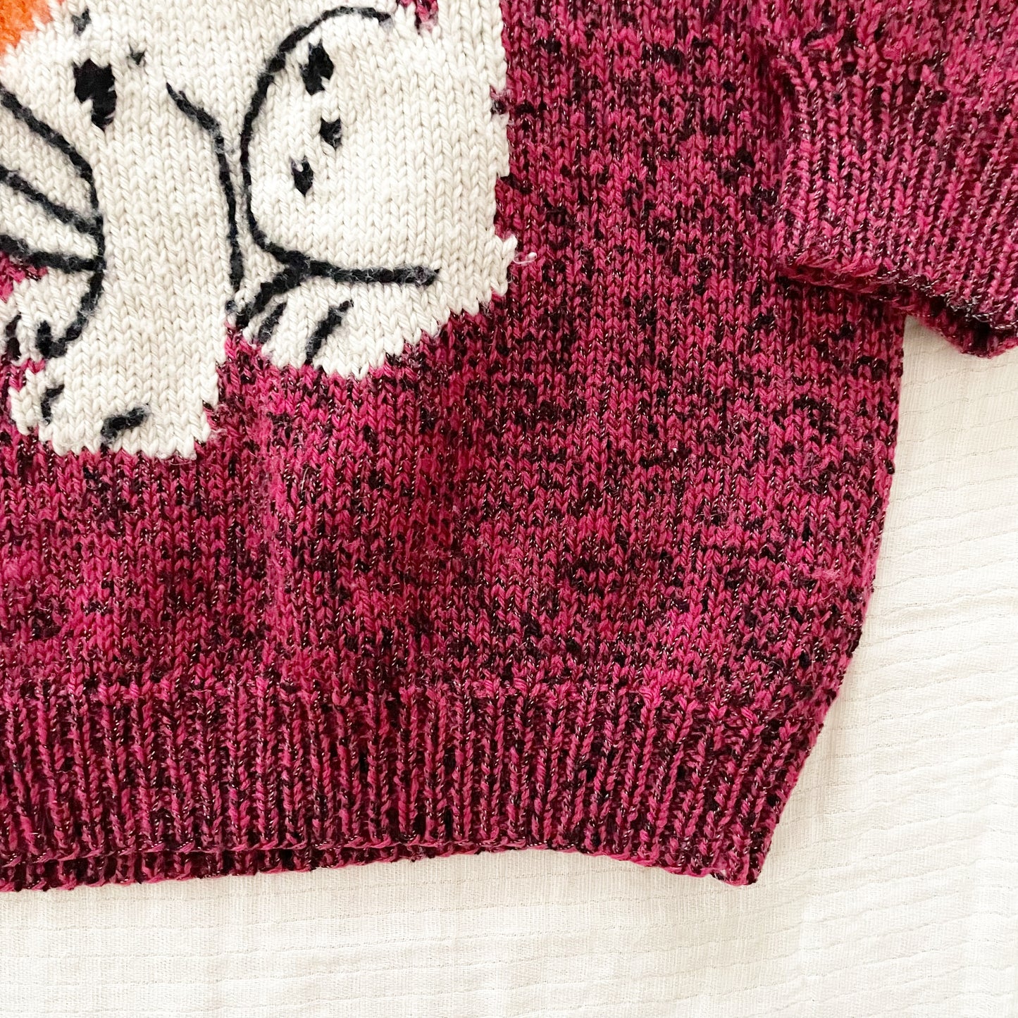 Handknit Maroon 101 Dalmatians Sweater