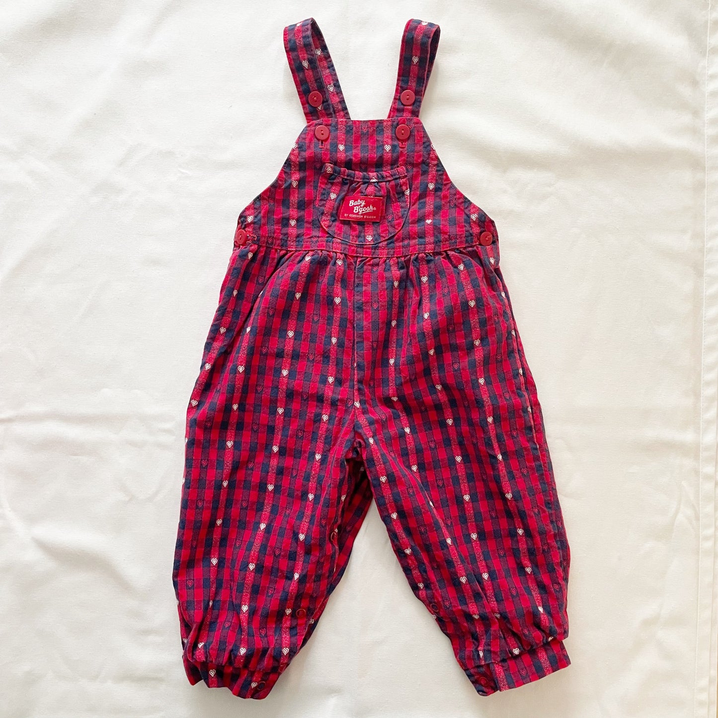 Baby B’gosh Heart Woven Gingham Cuffed Overalls