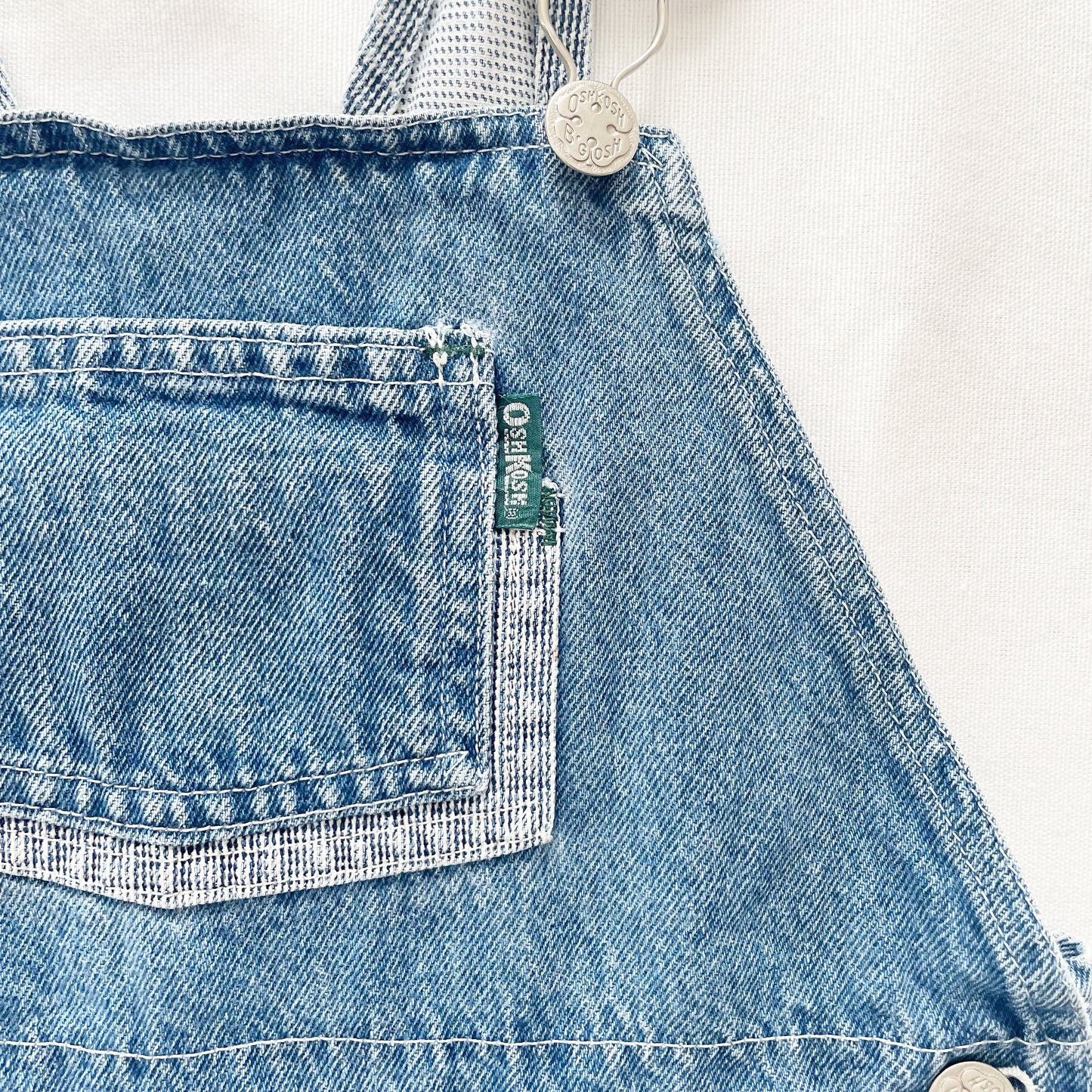 OshKosh Denim Accent Shortalls - Yellow Clover Vintage Kids Clothes