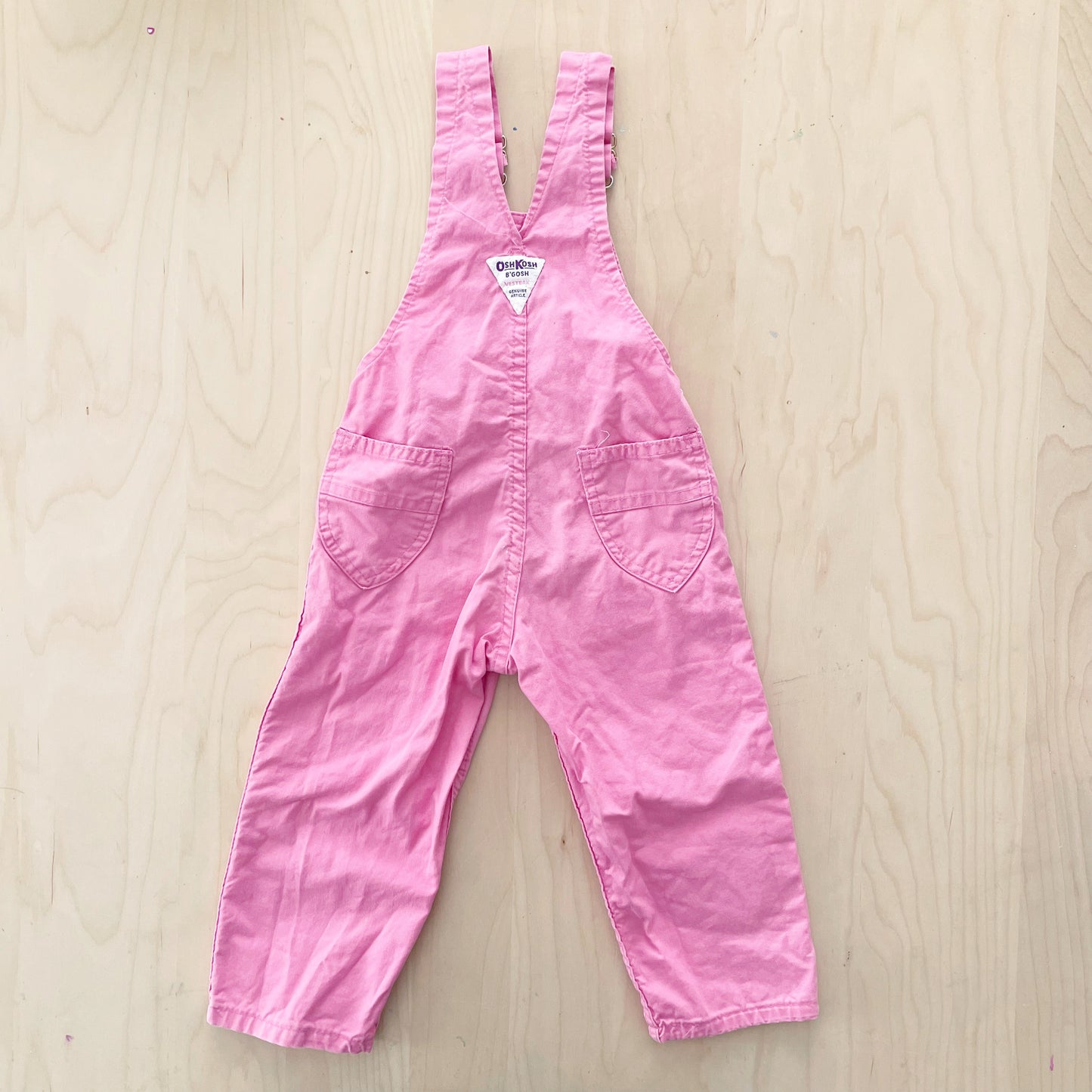 OshKosh Bubble Gum Pink Overalls - Yellow Clover Vintage Kids Clothes