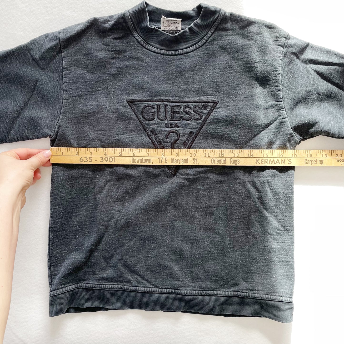 Adult Guess Logo Crewneck - Yellow Clover Vintage Kids Clothes