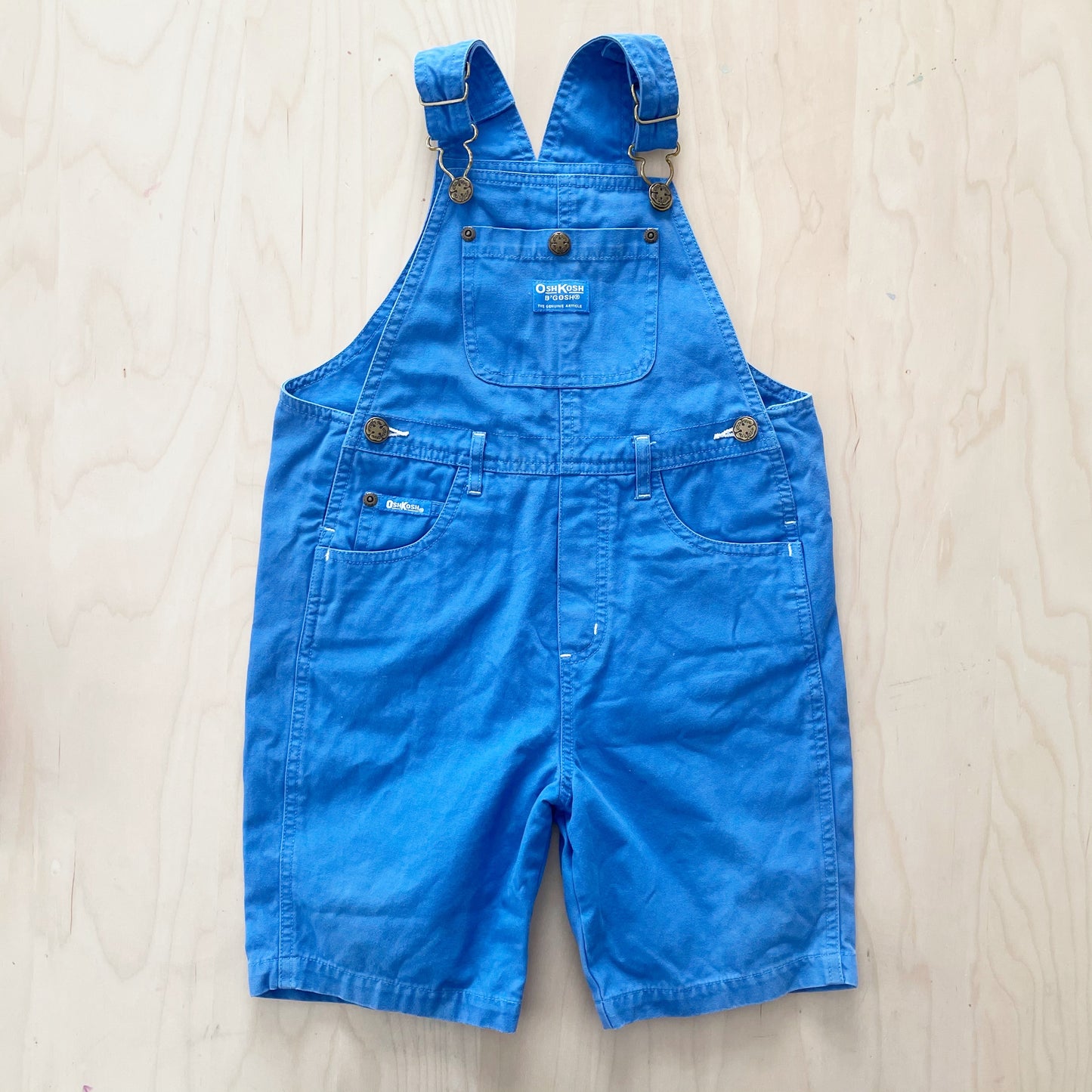 OshKosh Sky Blue Baggy Shortalls - Yellow Clover Vintage Kids Clothes