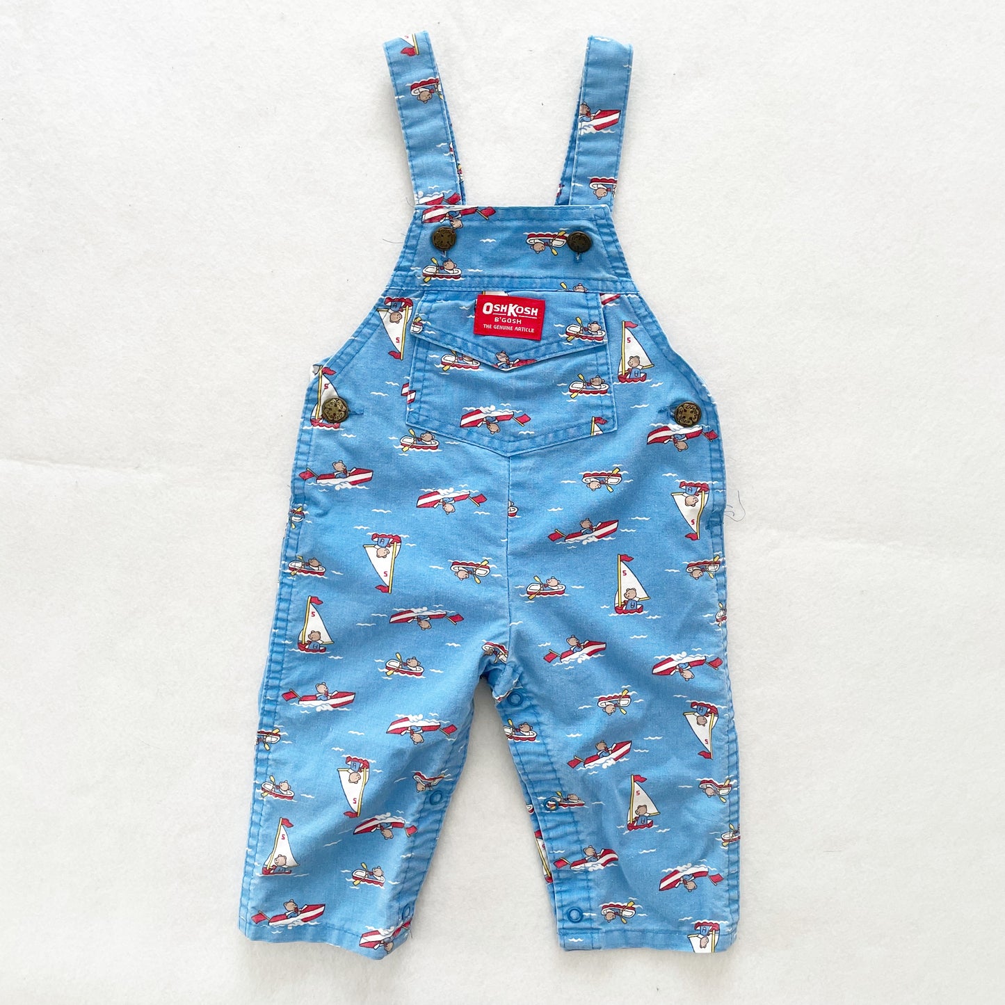 OshKosh Sailboat Bears Overalls - Yellow Clover Vintage Kids Clothes