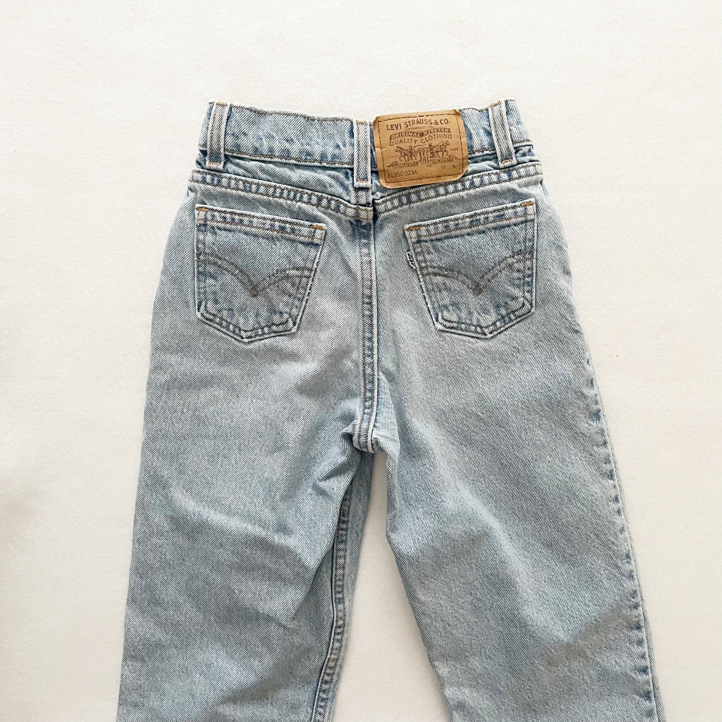 Levi’s Light Wash White Tab Jeans - Yellow Clover Vintage Kids Clothes