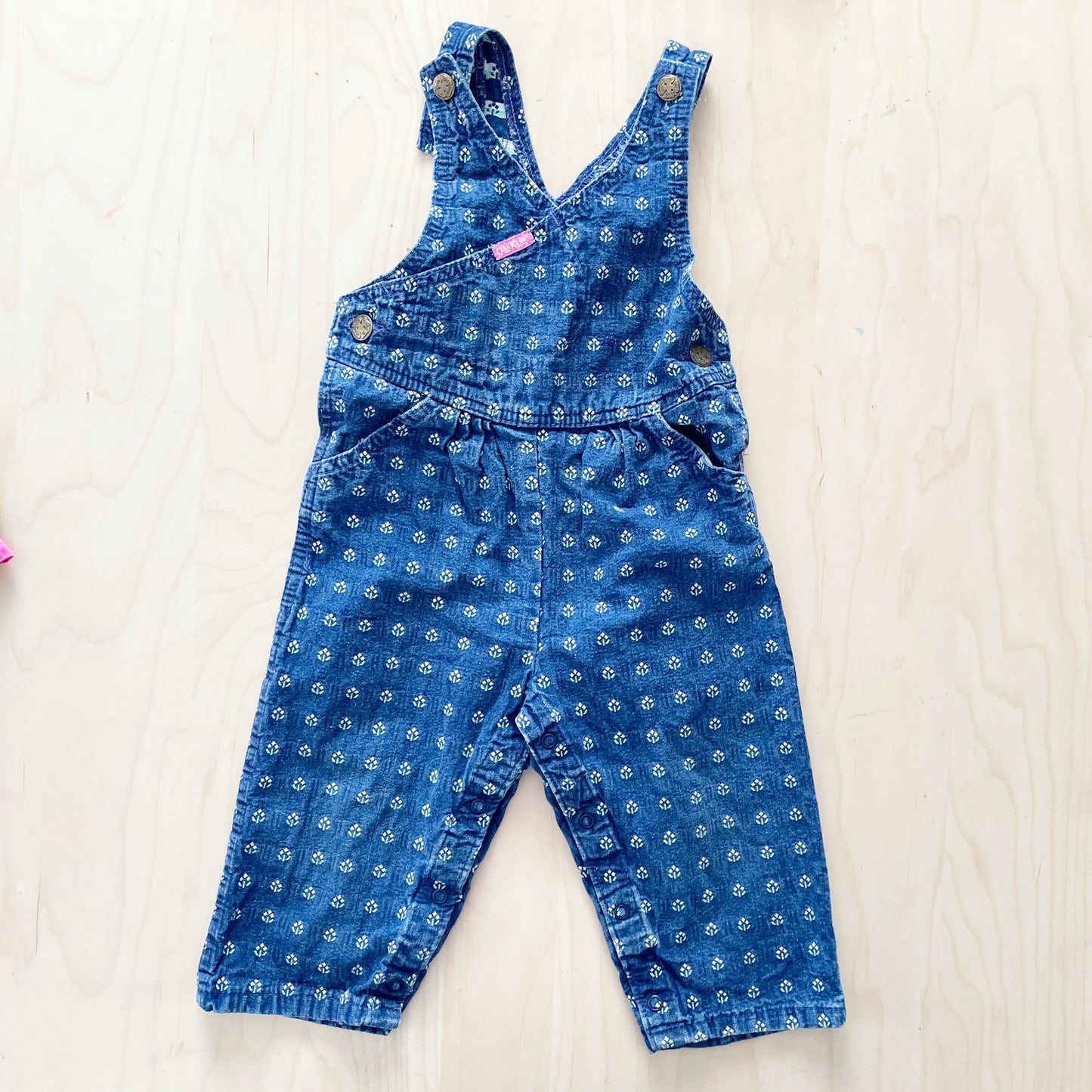 OshKosh Floral Woven Overalls - Yellow Clover Vintage Kids Clothes