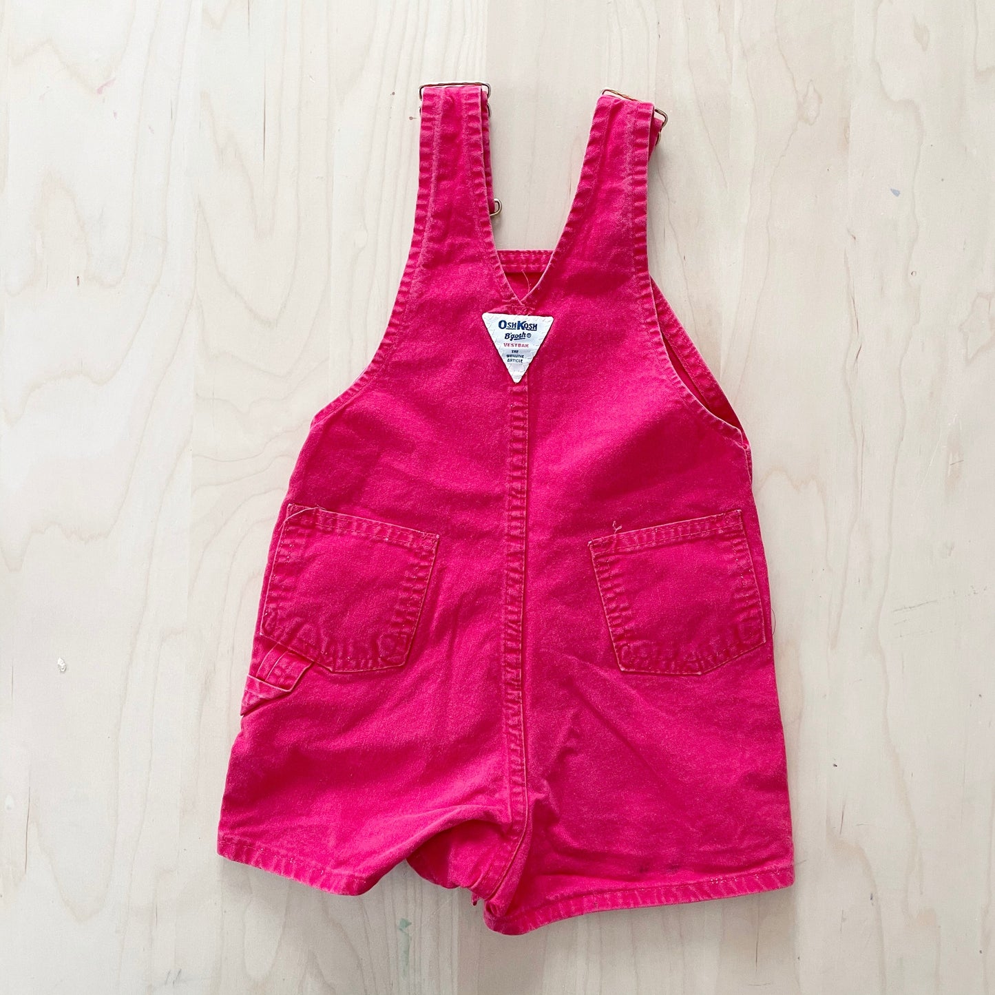 OshKosh Red Shortall Overalls - Yellow Clover Vintage Kids Clothes