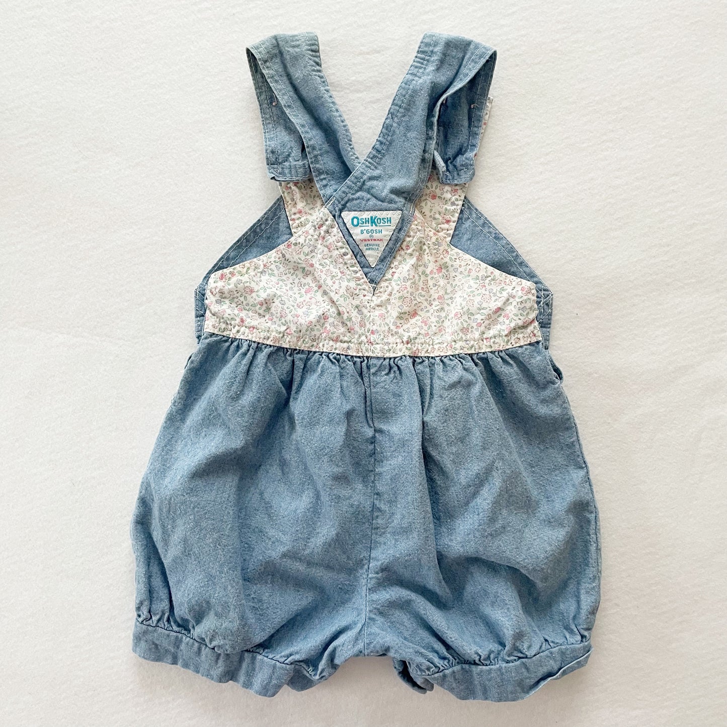 OshKosh Floral V Strap Bubble Overalls - Yellow Clover Vintage Kids Clothes