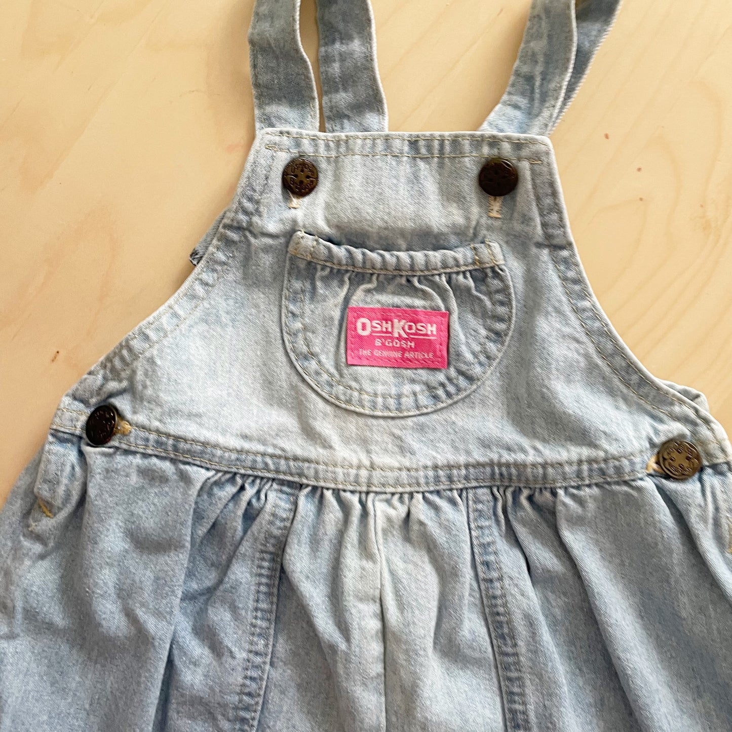 OshKosh Light Wash Bubble Overalls - Yellow Clover Vintage Kids Clothes