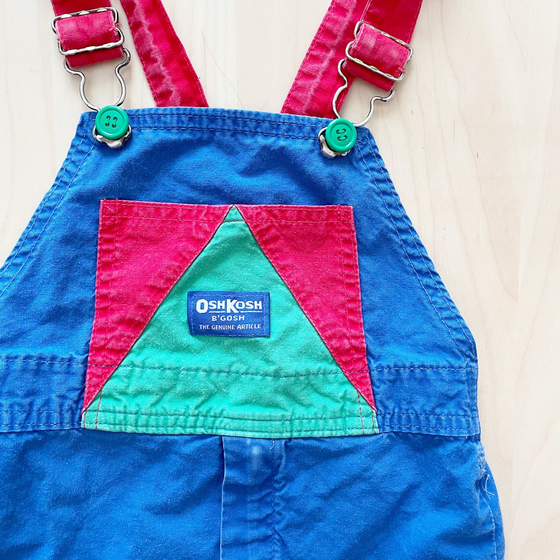 OshKosh Colorblock Shortall Overalls - Yellow Clover Vintage Kids Clothes