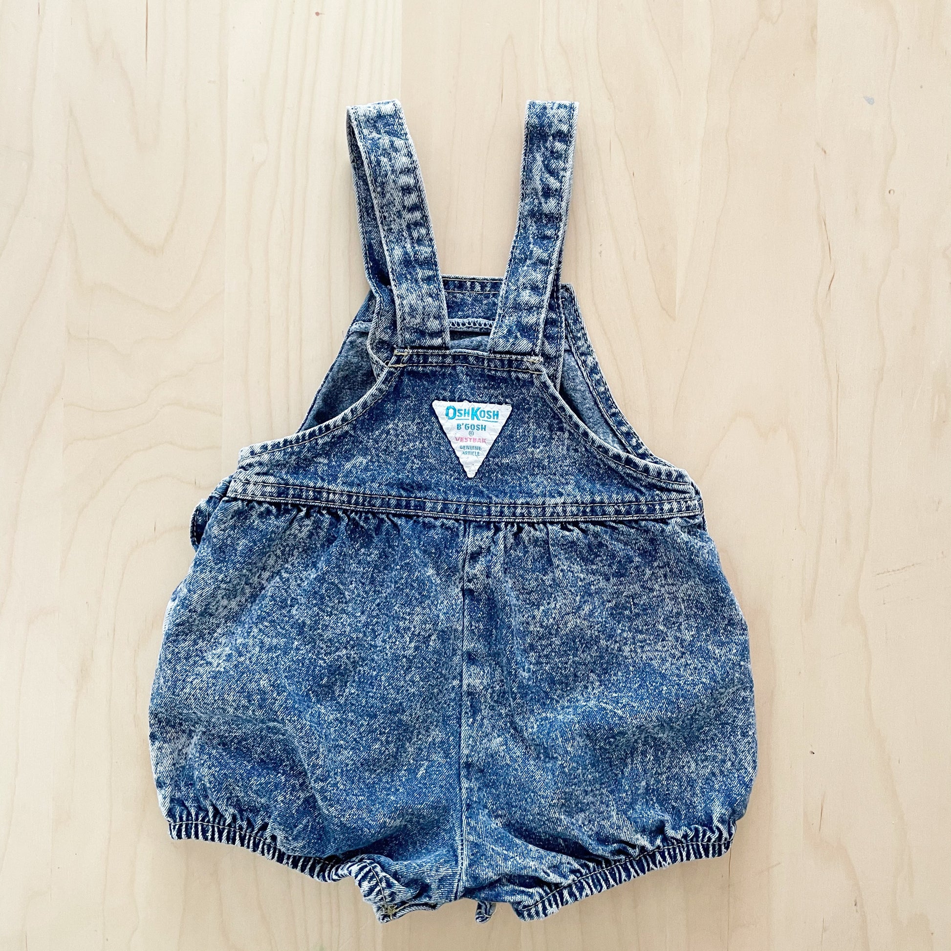 OshKosh Acid Wash Bubble Overalls Romper - Yellow Clover Vintage Kids Clothes