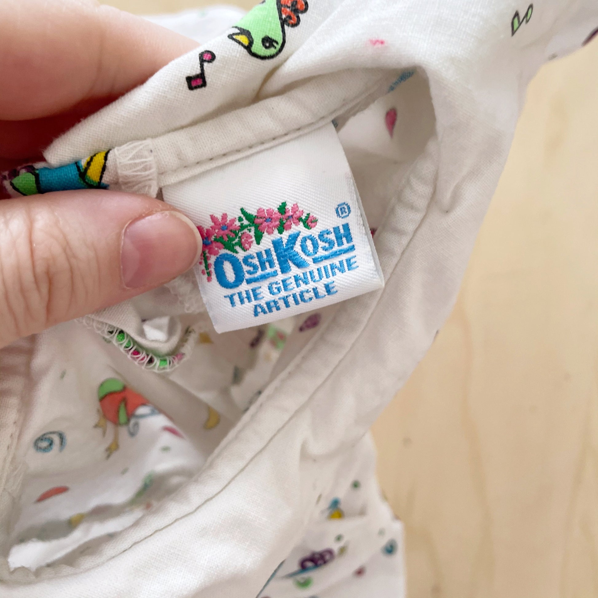 Vintage OshKosh Bird Print Collared Romper - Yellow Clover Vintage Kids Clothes