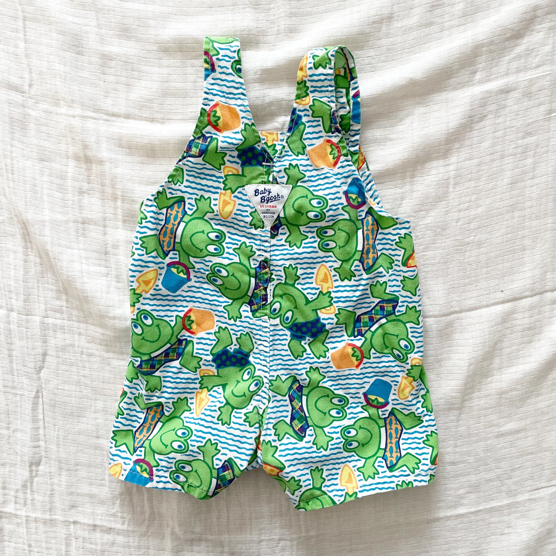 Baby B’gosh Beach Frogs Shortalls - Yellow Clover Vintage Kids Clothes