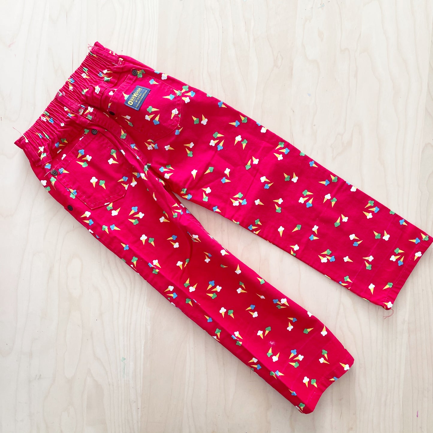 OshKosh Ice Cream Cone Print Pants - Yellow Clover Vintage Kids Clothes