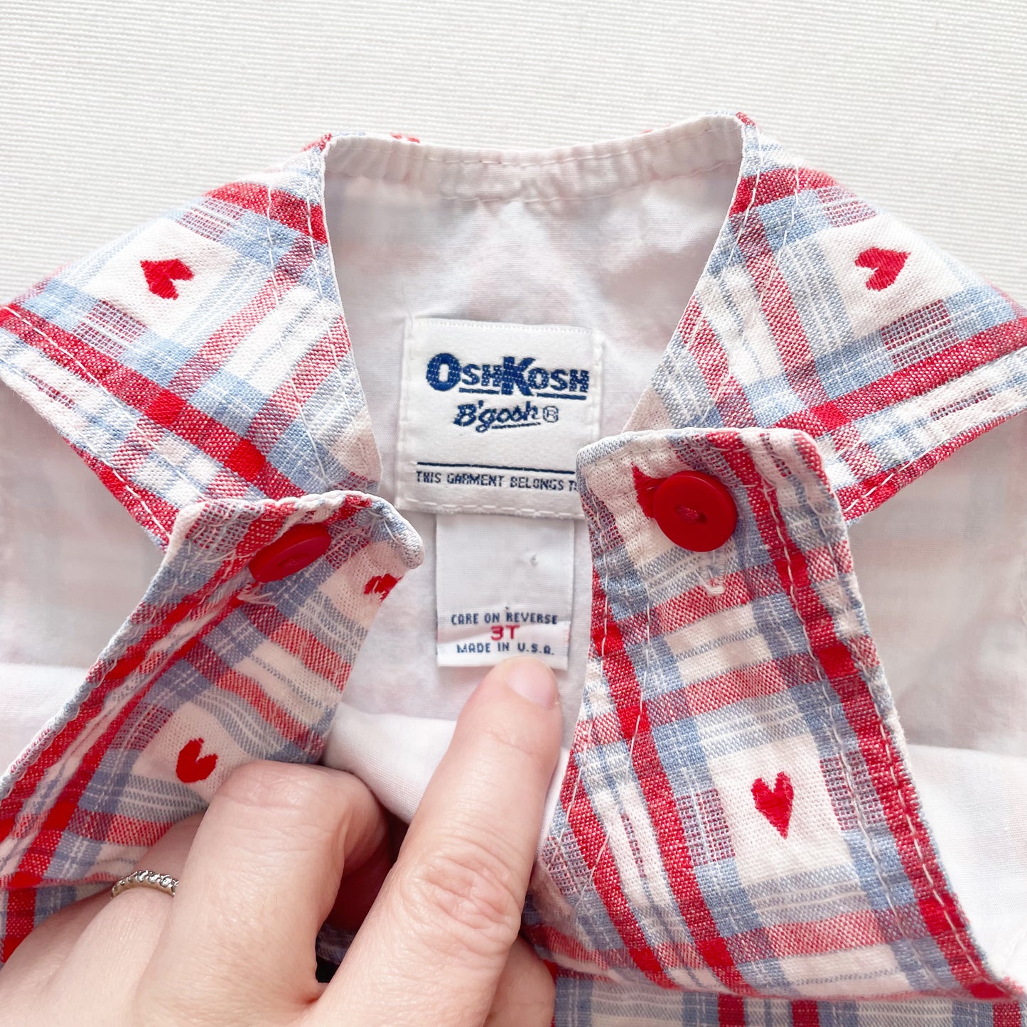 OshKosh Plaid Heart Woven Pinafore Dress - Yellow Clover Vintage Kids Clothes
