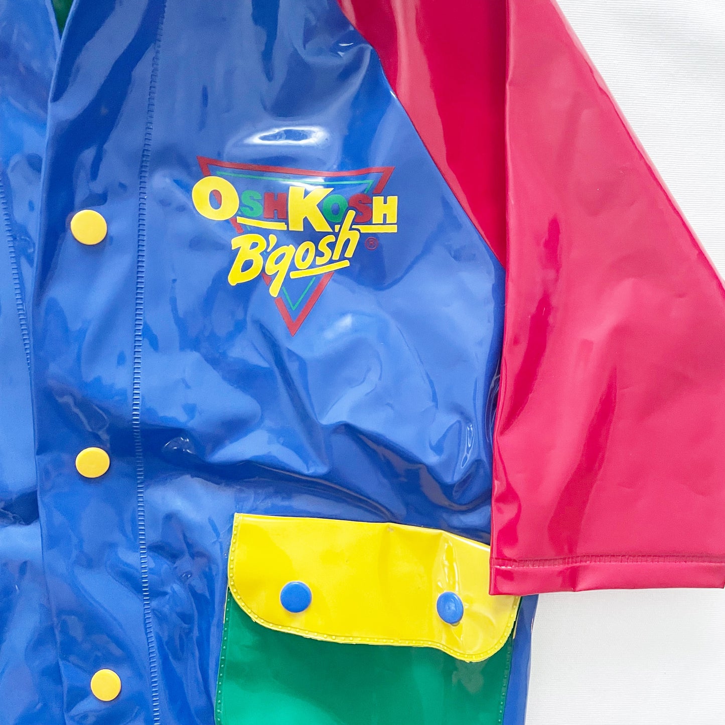 OshKosh Colorblock Logo Rain Coat - Yellow Clover Vintage Kids Clothes