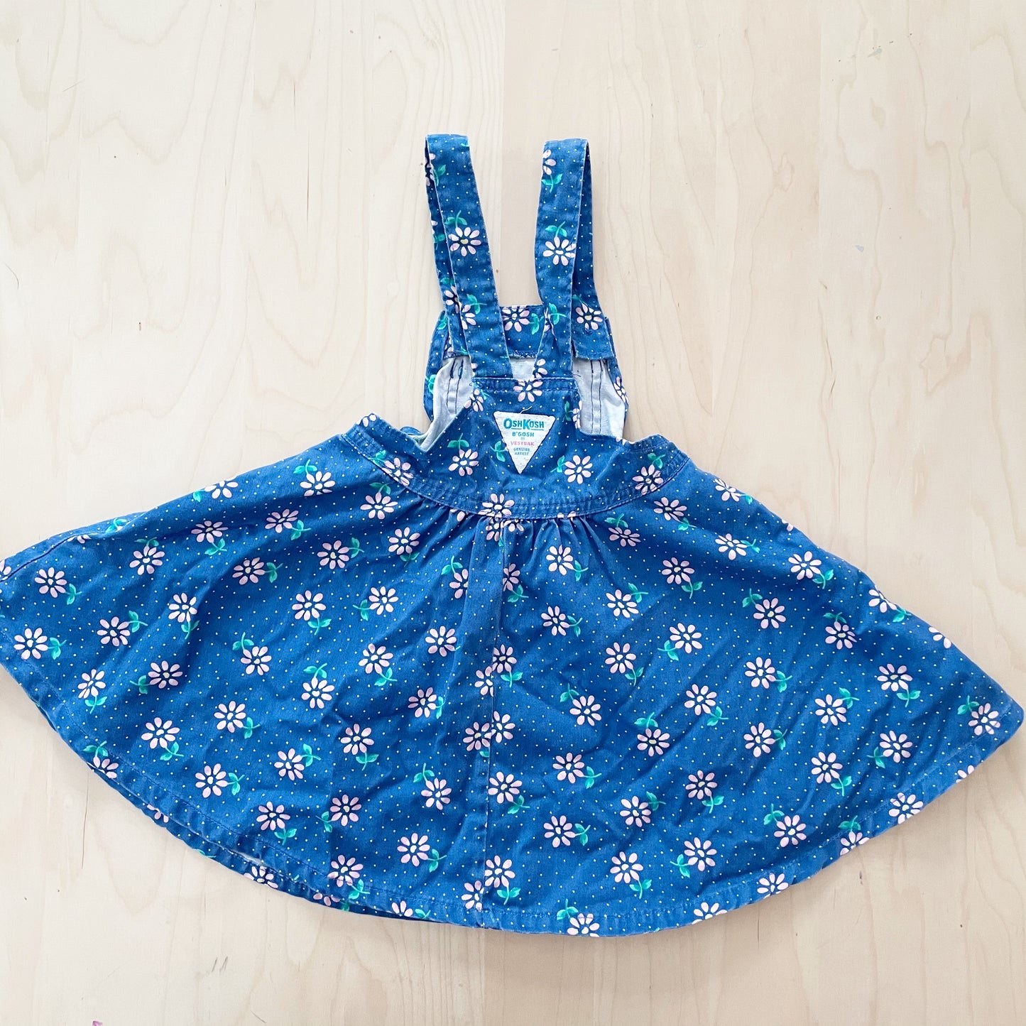 Vintage OshKosh Blue Floral Skirtall - Yellow Clover Vintage Kids Clothes