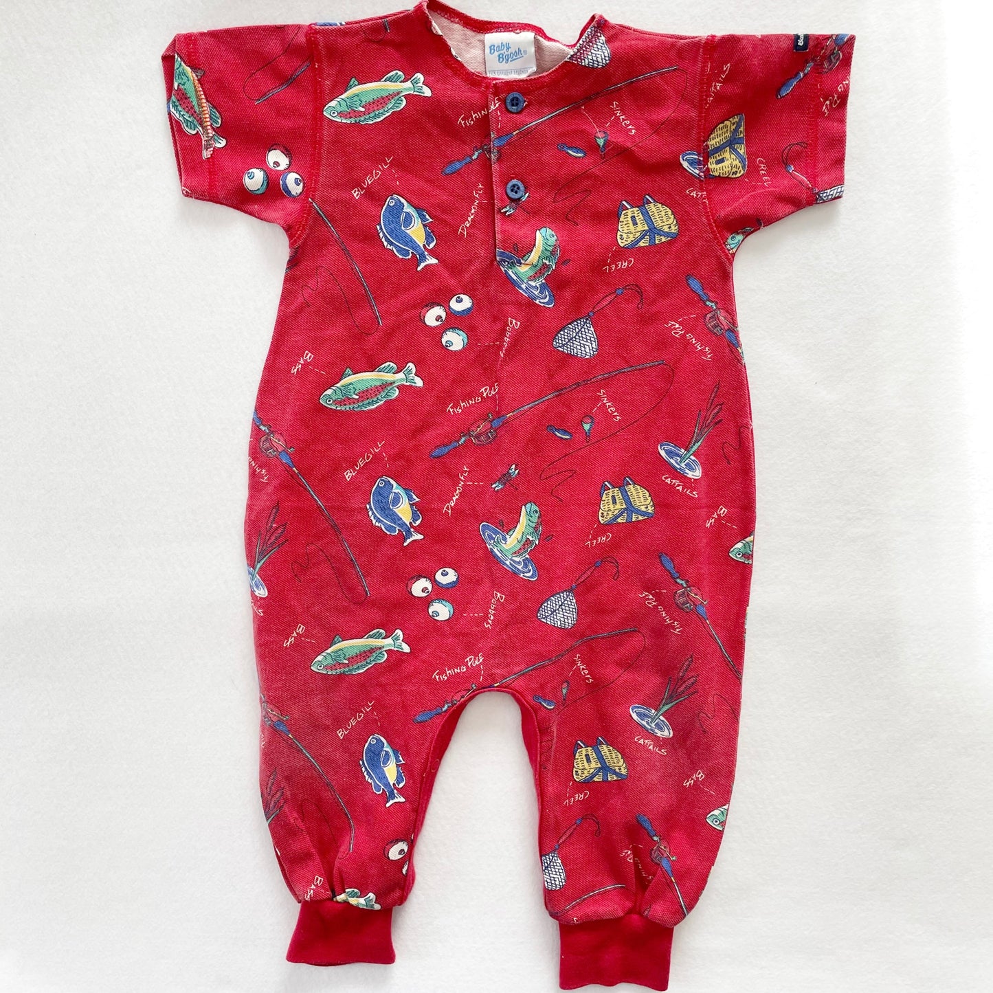 Baby B’gosh Fishing Print Romper - Yellow Clover Vintage Kids Clothes