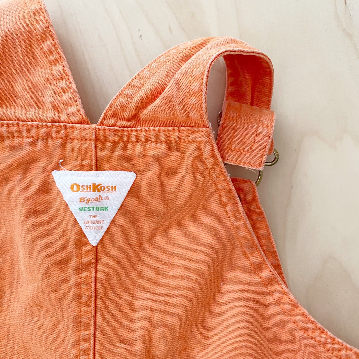 OshKosh Orange Baggy Cut Shortalls - Yellow Clover Vintage Kids Clothes
