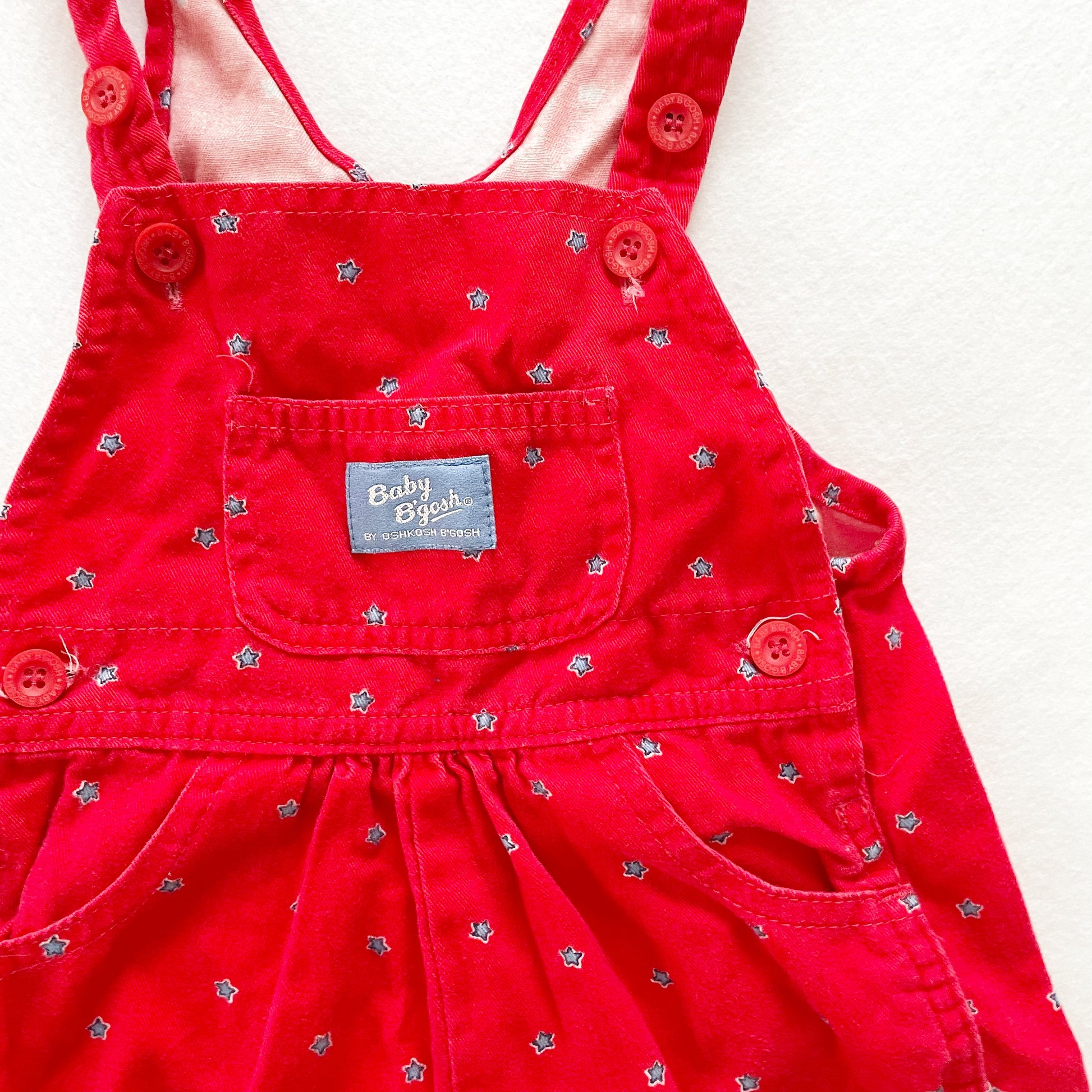 Baby B’gosh Red Star Print Overalls - Yellow Clover Vintage Kids Clothes