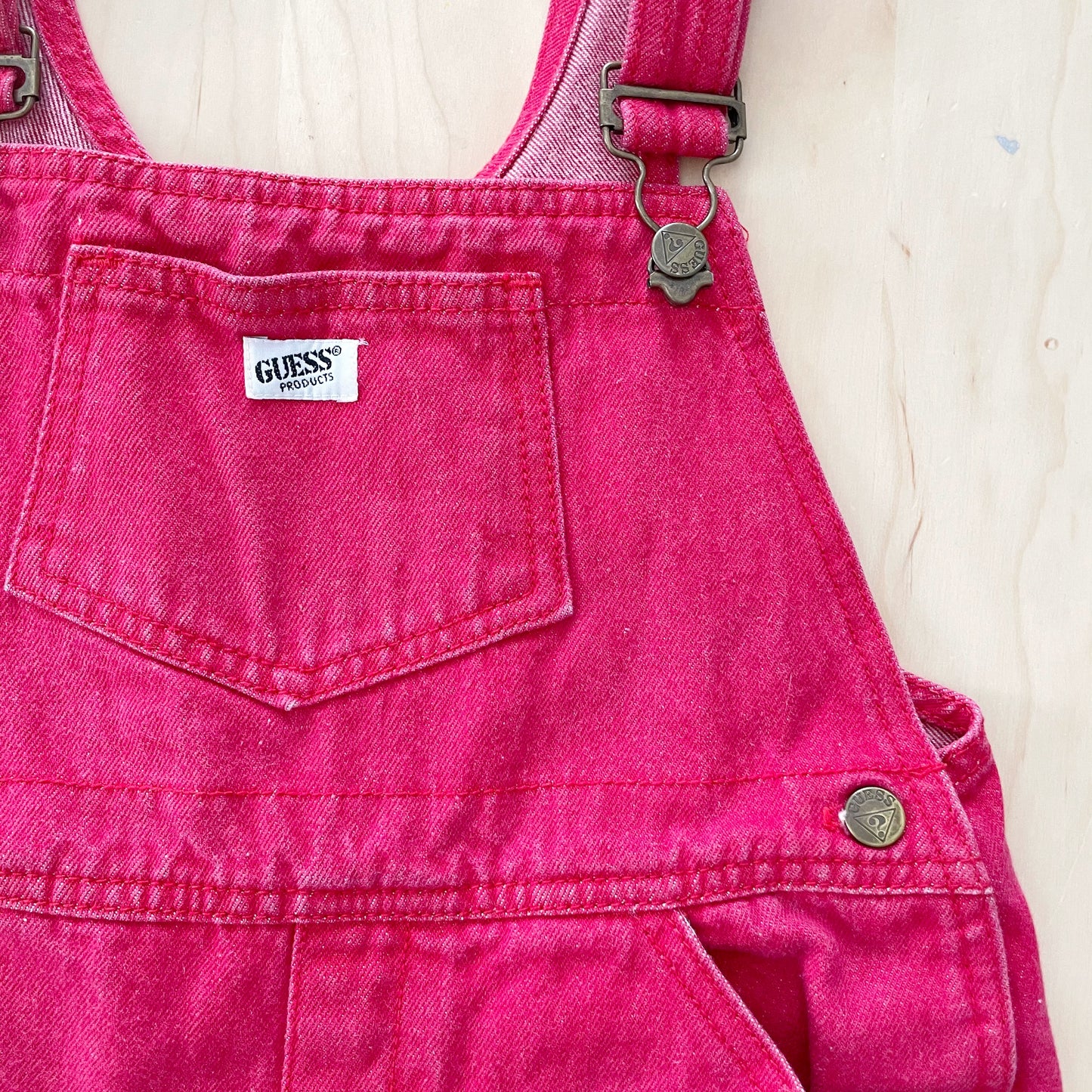 Vintage Guess Red Denim Shortalls - Yellow Clover Vintage Kids Clothes