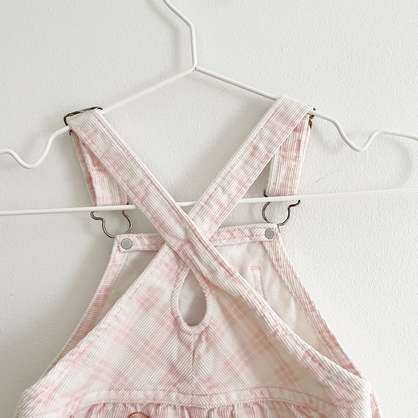 OshKosh Plaid Cord Keyhole Back Overalls