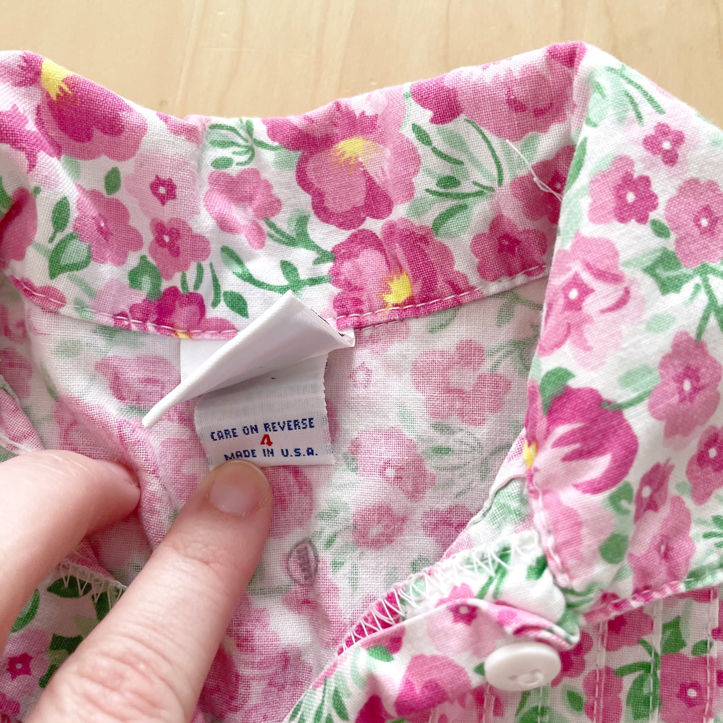 OshKosh Pink Floral Button Front Dress - Yellow Clover Vintage Kids Clothes