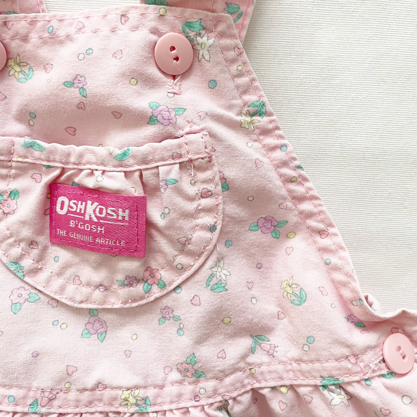 OshKosh Light Pink Floral Print Skirtall - Yellow Clover Vintage Kids Clothes
