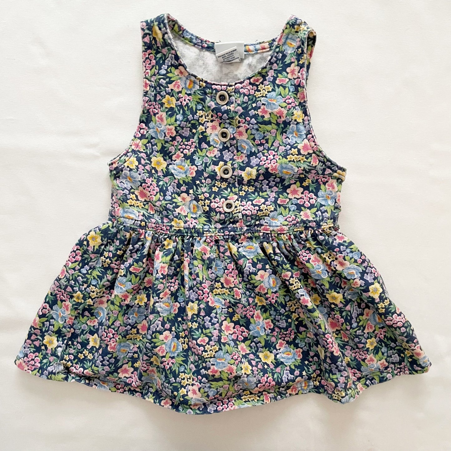 OshKosh Dark Floral Drop Waist Dress - Yellow Clover Vintage Kids Clothes