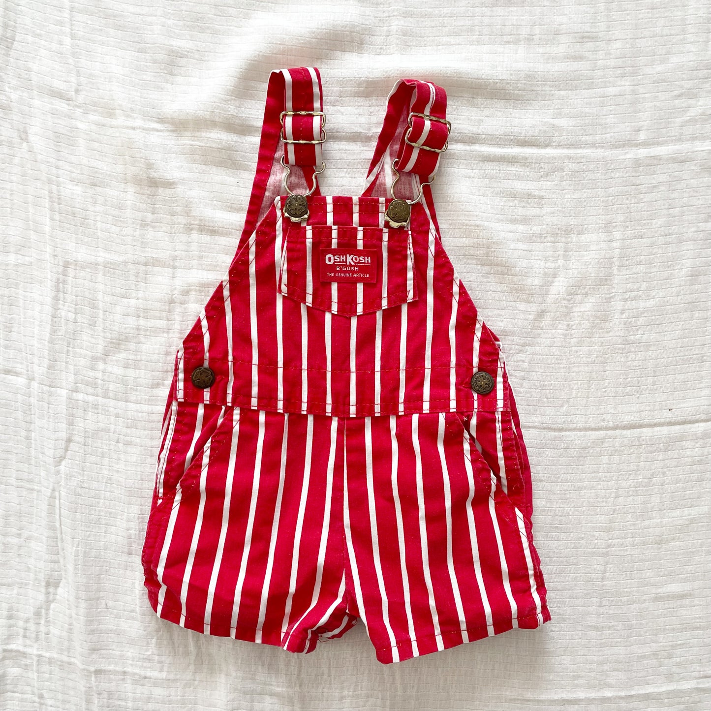 OshKosh Red Wide Striped Shortalls - Yellow Clover Vintage Kids Clothes