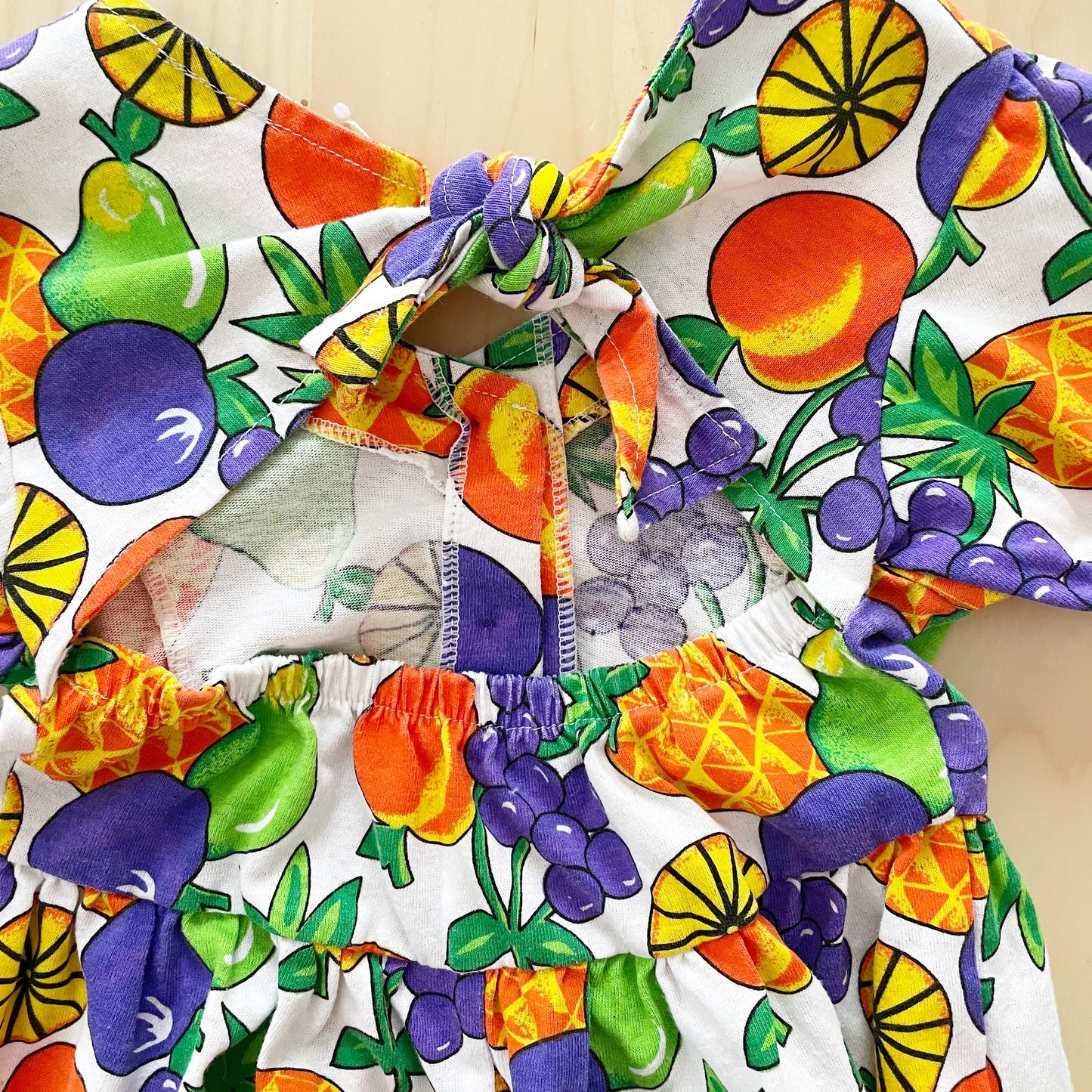 Vintage Fruit Print Romper - Yellow Clover Vintage Kids Clothes