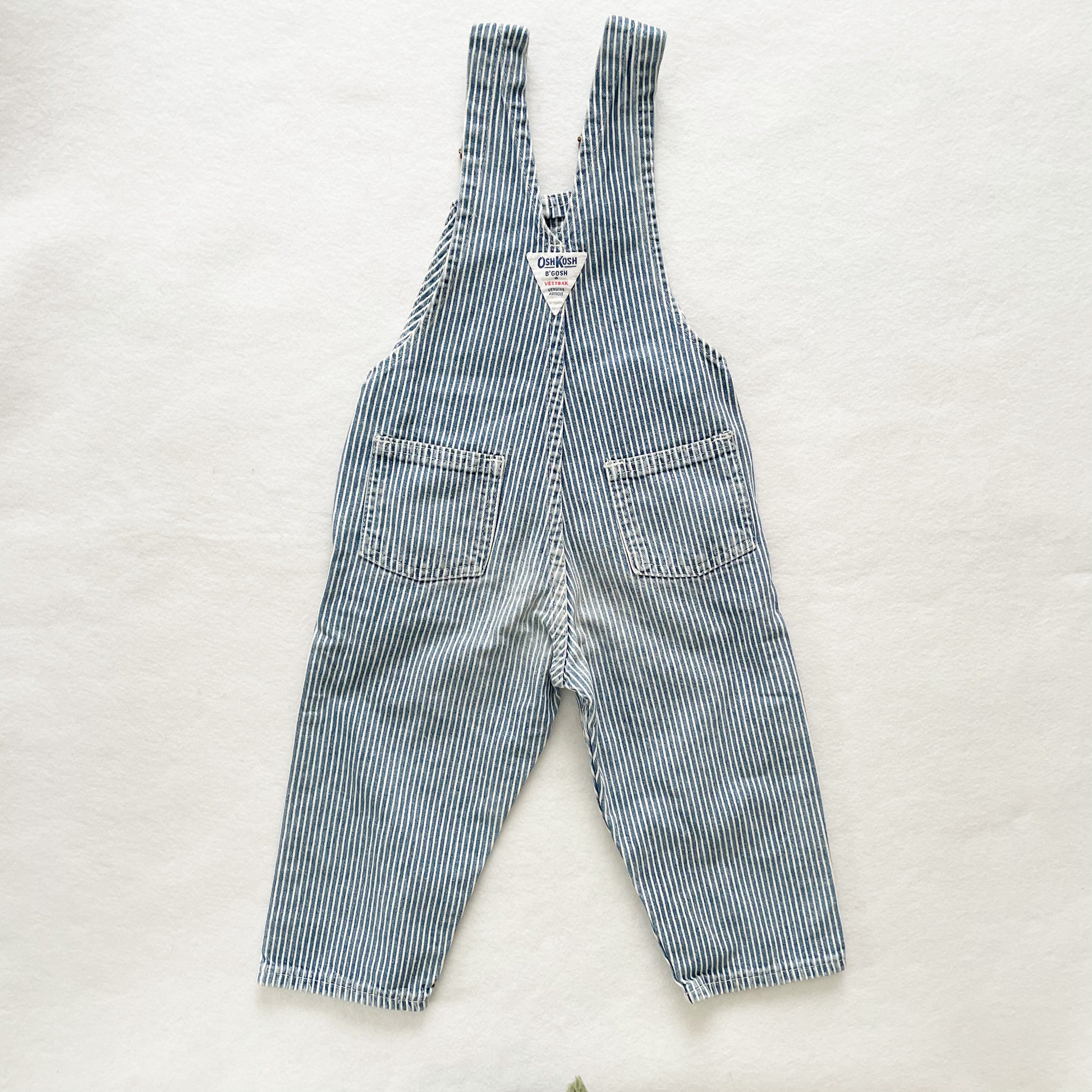 OshKosh Hickory Stripe Denim Overalls - Yellow Clover Vintage Kids Clothes