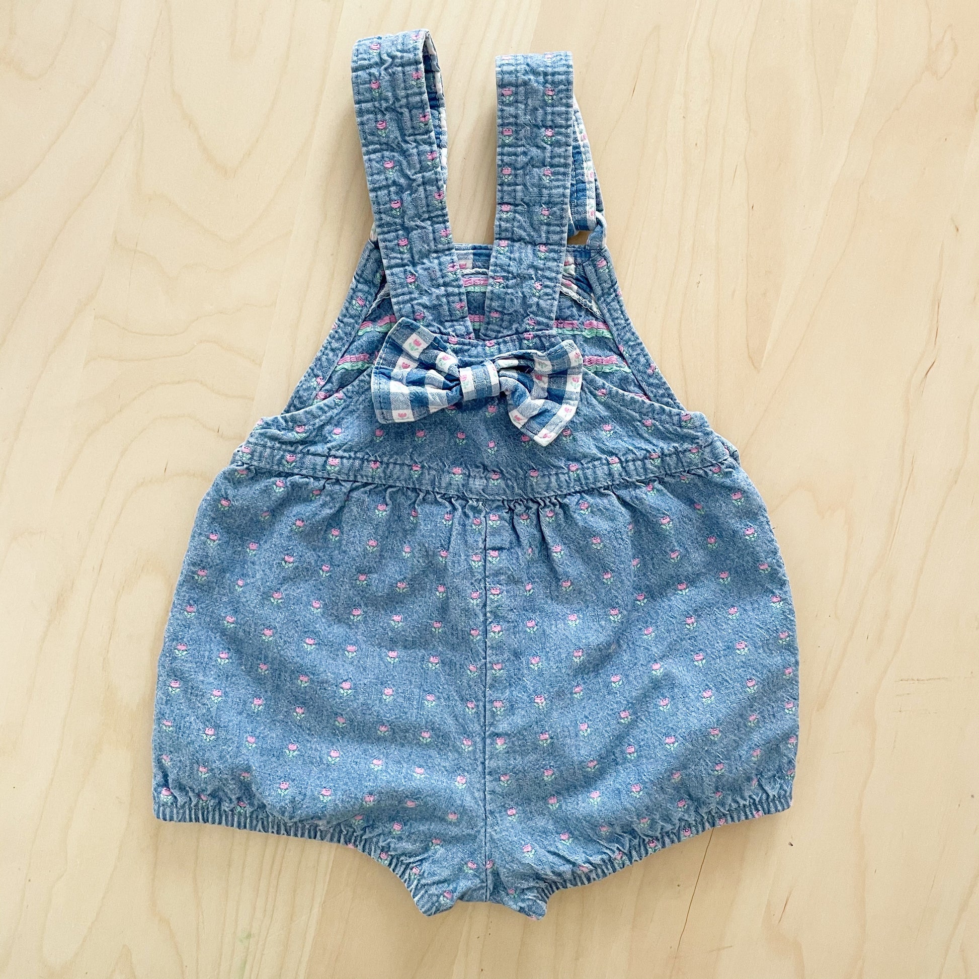 OshKosh Floral Woven Bow Back Bubble Romper - Yellow Clover Vintage Kids Clothes