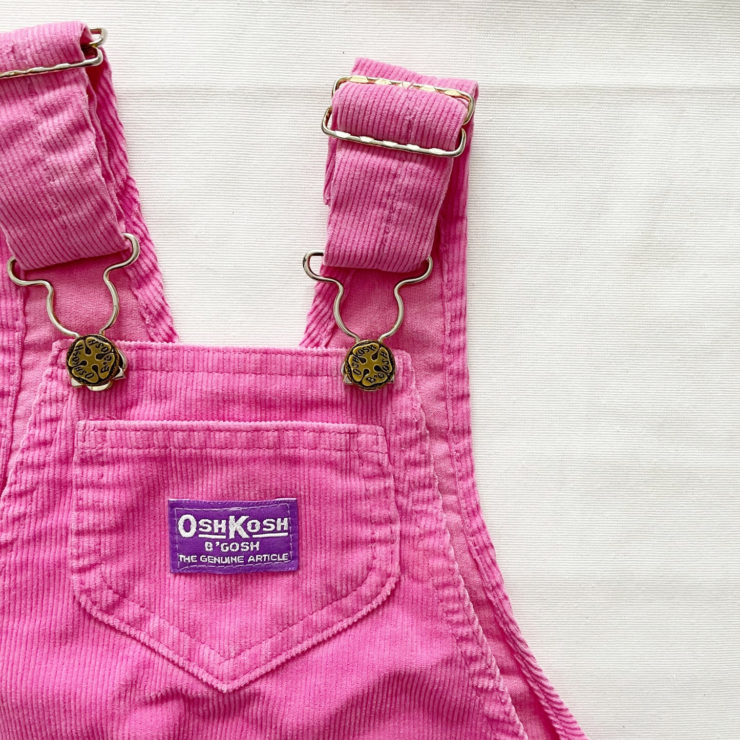 OshKosh Bubblegum Pink Fine Cord Overalls - Yellow Clover Vintage Kids Clothes