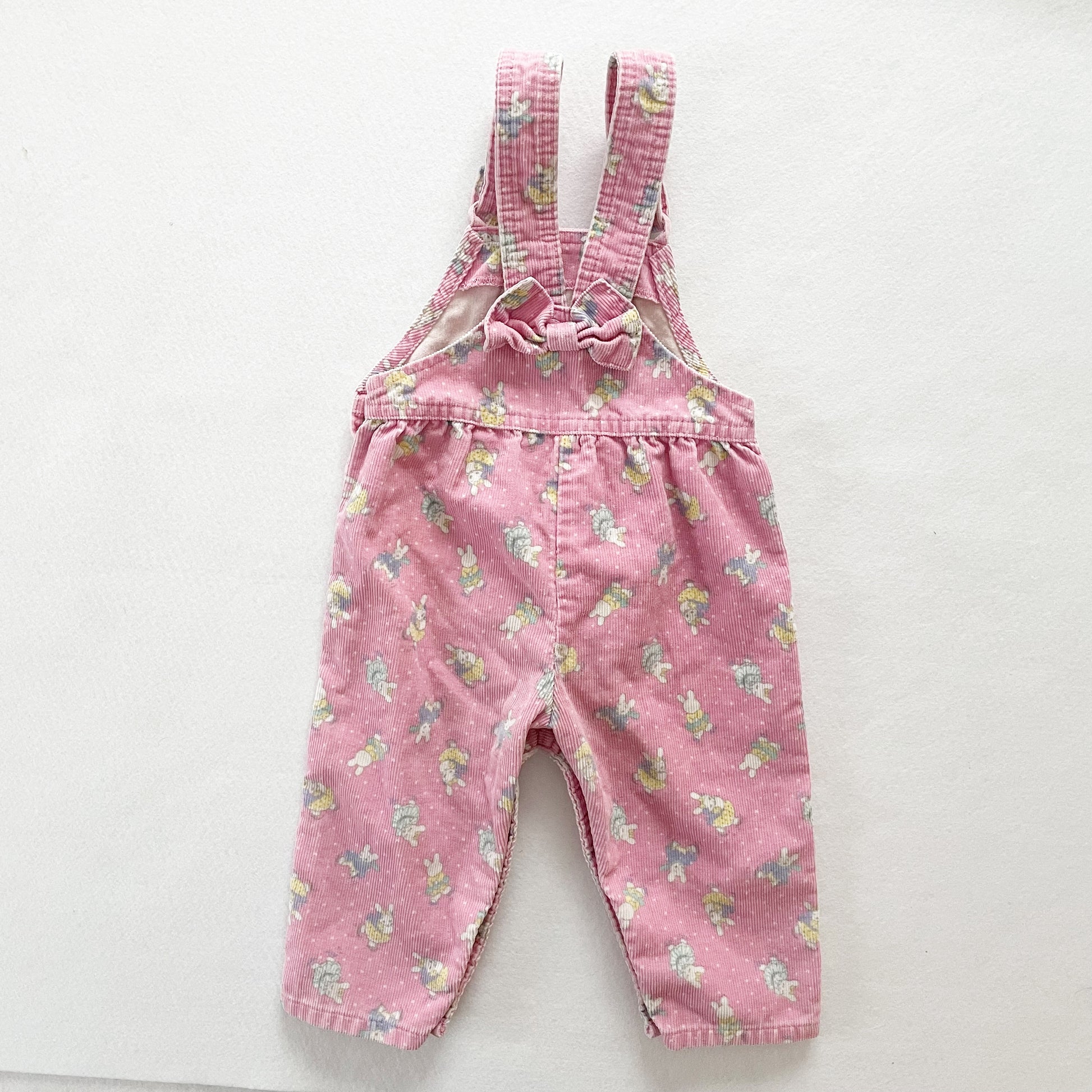 OshKosh Skating Bunnies Bow Back Overalls - Yellow Clover Vintage Kids Clothes