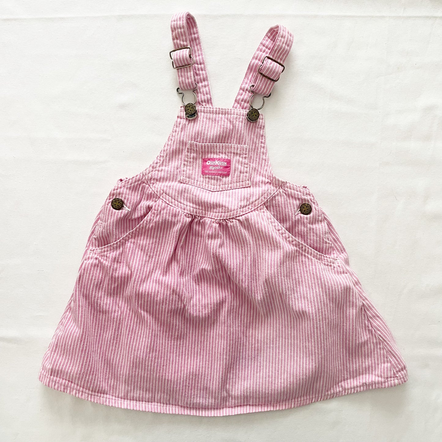 OshKosh Pink Hickory Stripe Scoop Cut Skirtall - Yellow Clover Vintage Kids Clothes