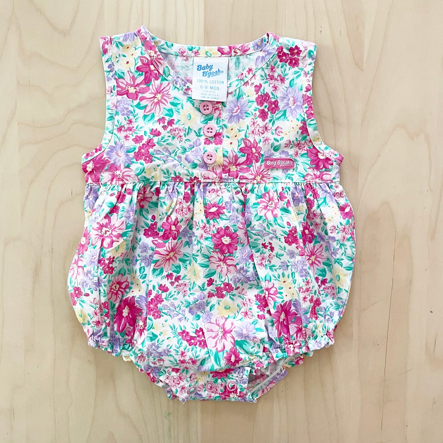 Baby B’gosh Floral Cotton Romper - Yellow Clover Vintage Kids Clothes