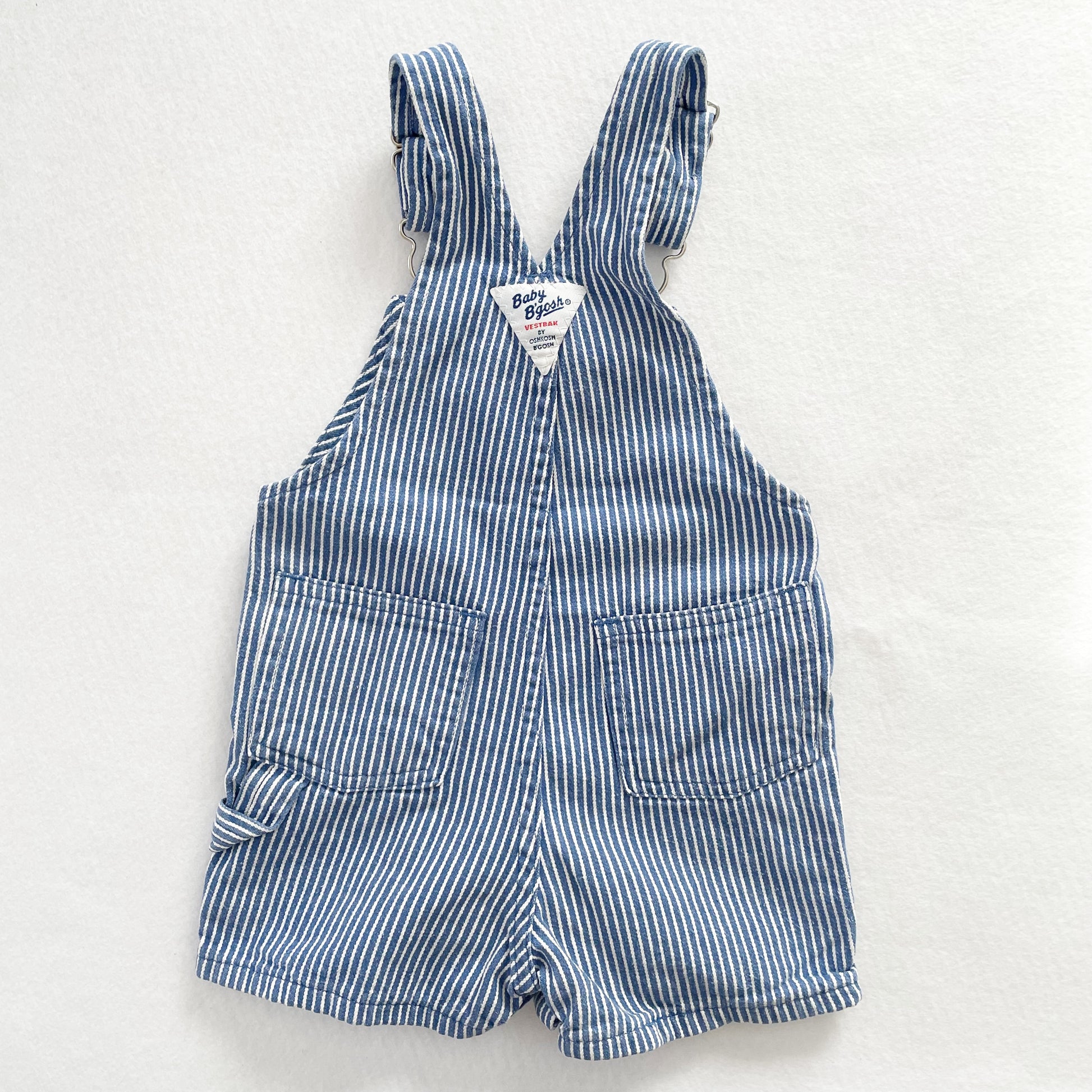 Baby B’gosh Blue Hickory Stripe Shortalls - Yellow Clover Vintage Kids Clothes