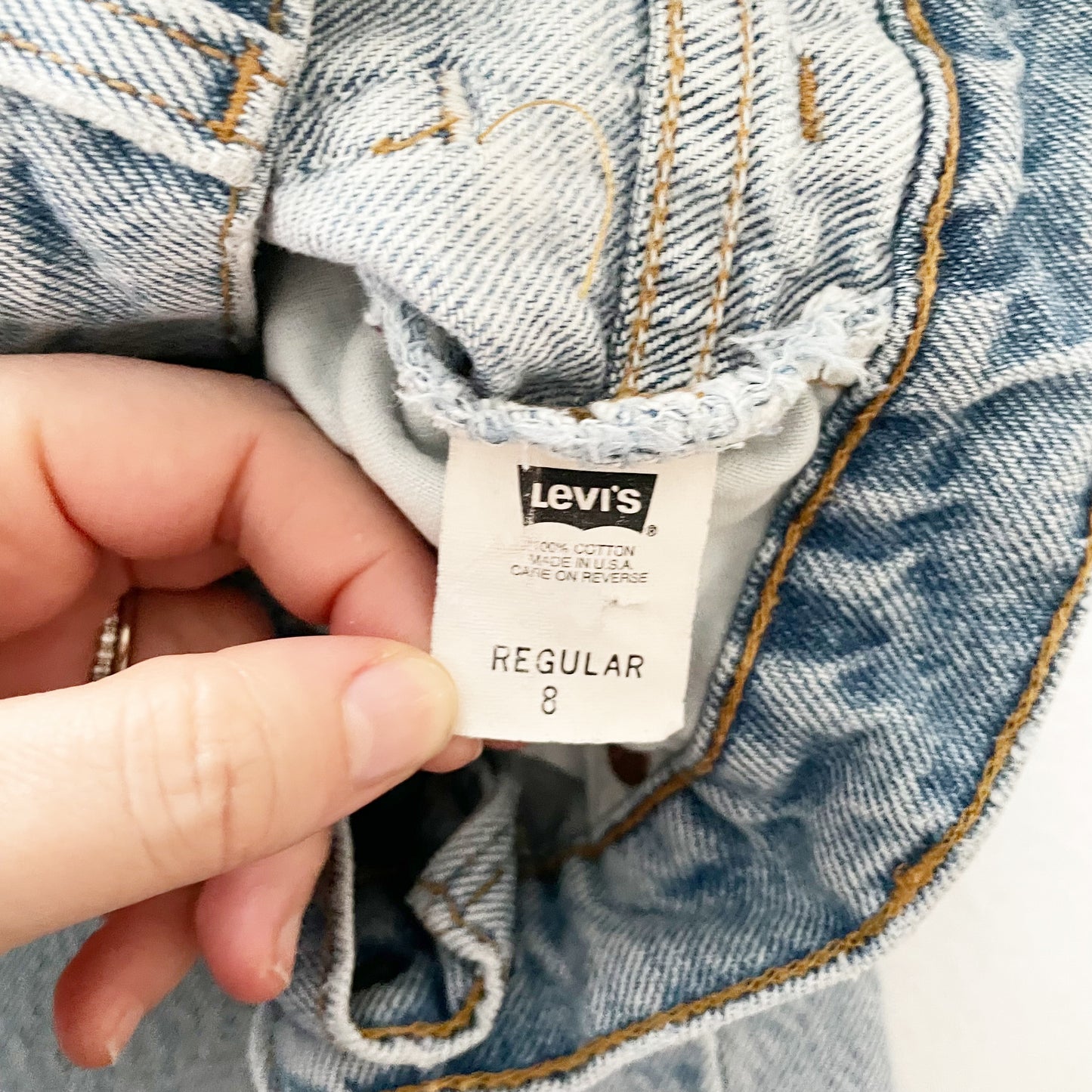 Levi’s Light Wash White Tab Jeans - Yellow Clover Vintage Kids Clothes