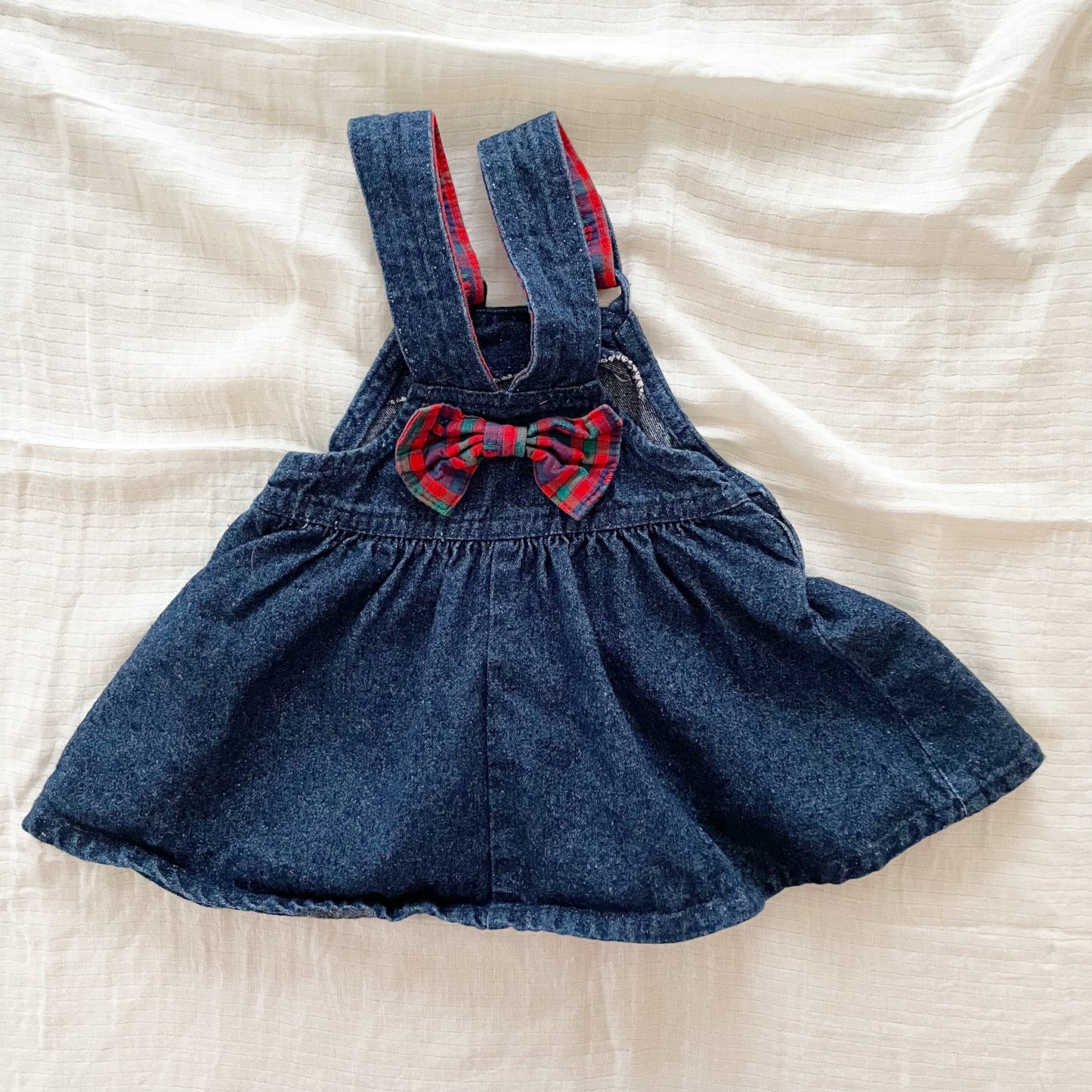 OshKosh Apple Plaid Bow Back Skirtall - Yellow Clover Vintage Kids Clothes