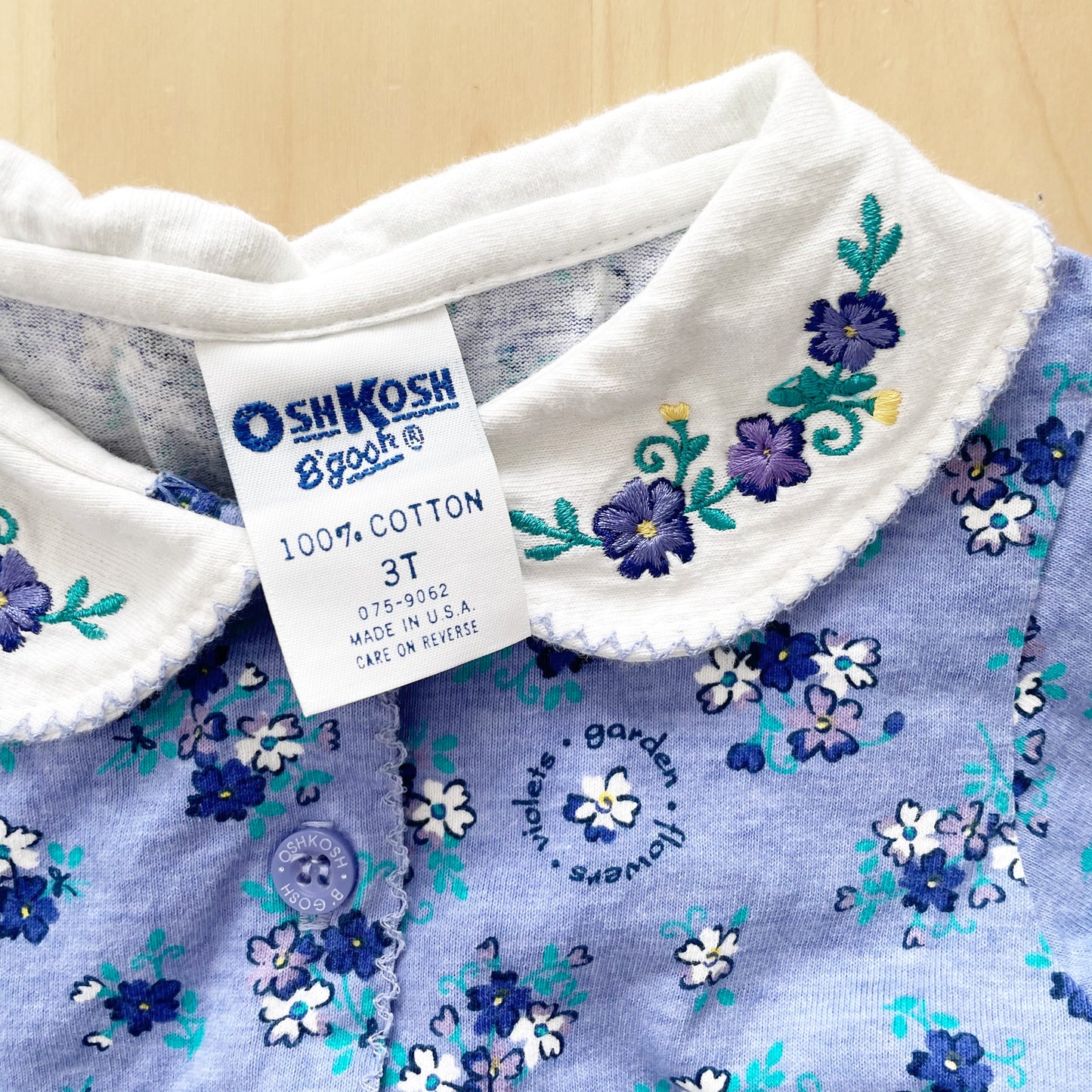OshKosh Periwinkle Floral Romper - Yellow Clover Vintage Kids Clothes
