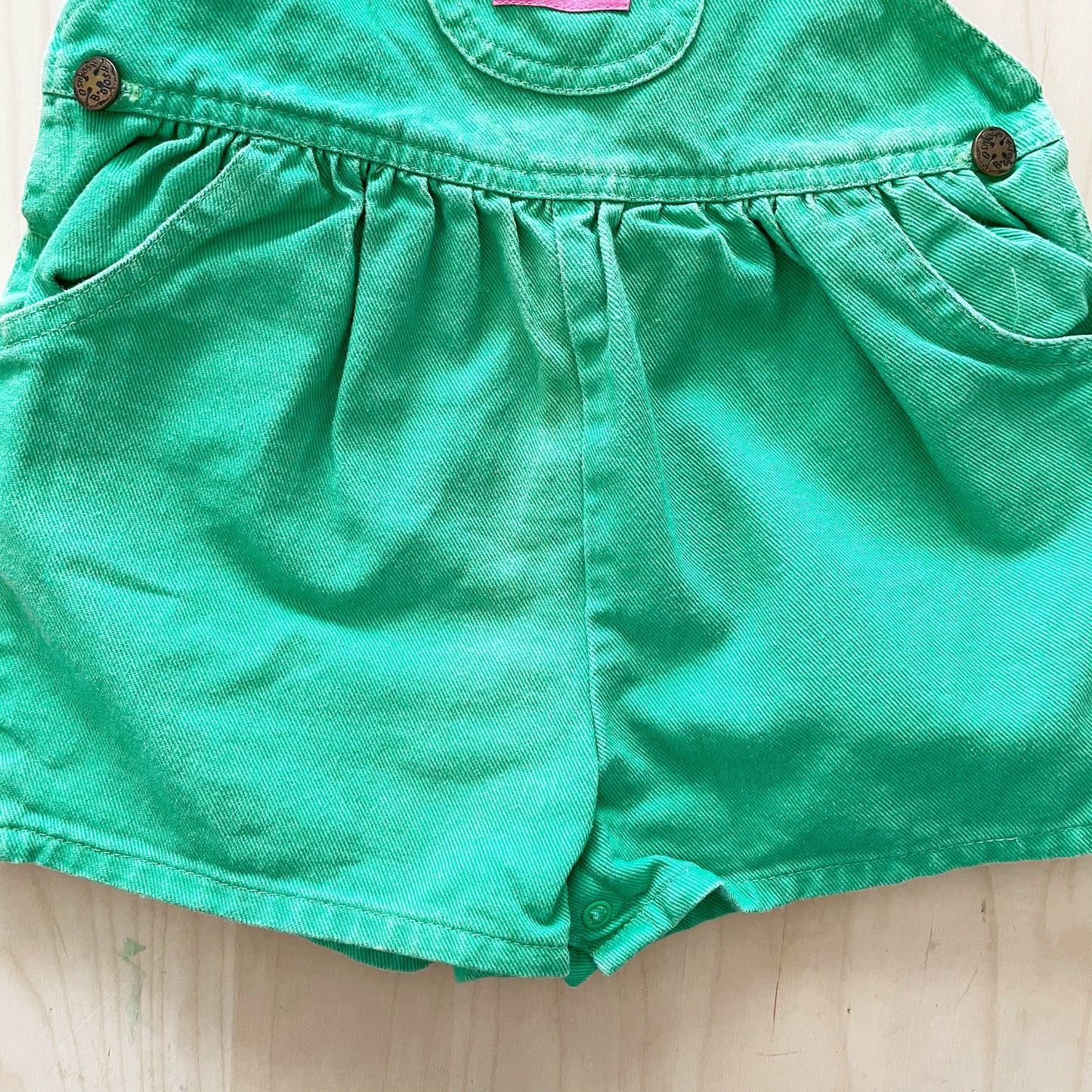 OshKosh Green Shortalls - Yellow Clover Vintage Kids Clothes