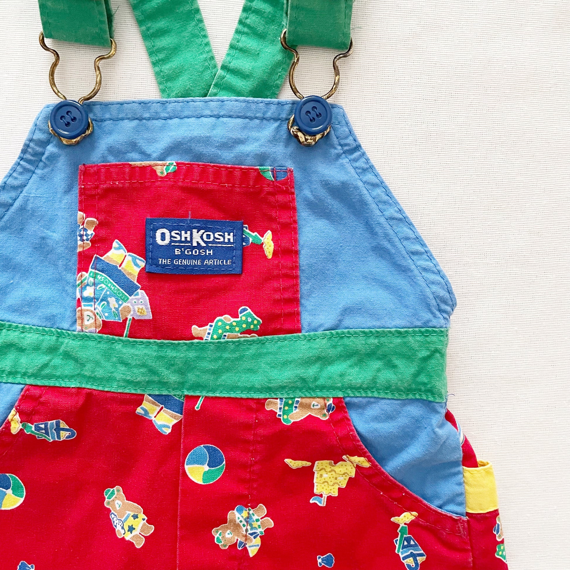 OshKosh Beach Bear Shortall Overalls - Yellow Clover Vintage Kids Clothes
