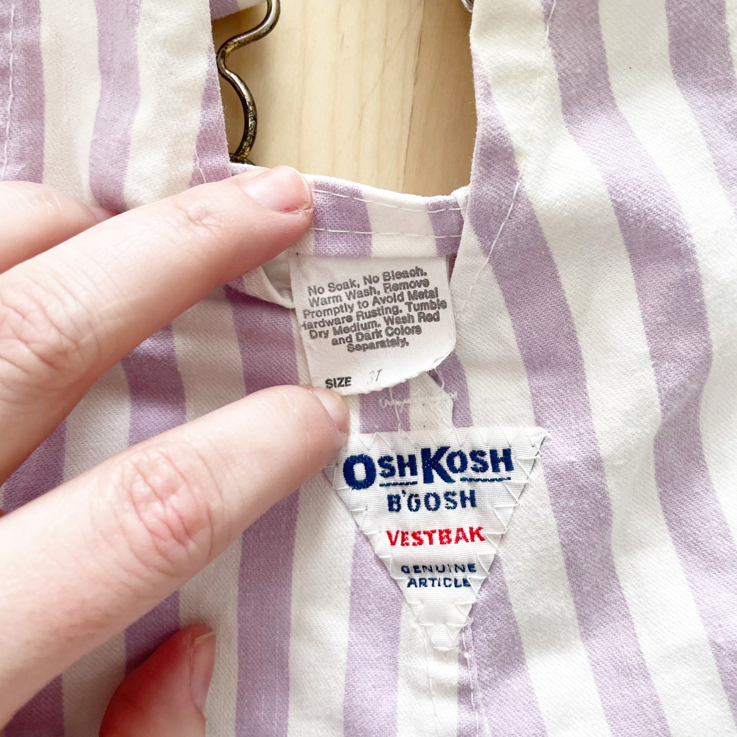 OshKosh Lavendar Stripe Shortalls - Yellow Clover Vintage Kids Clothes