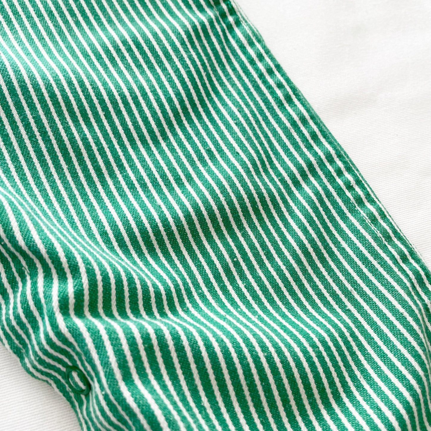 OshKosh Green Hickory Stripe Overalls - Yellow Clover Vintage Kids Clothes